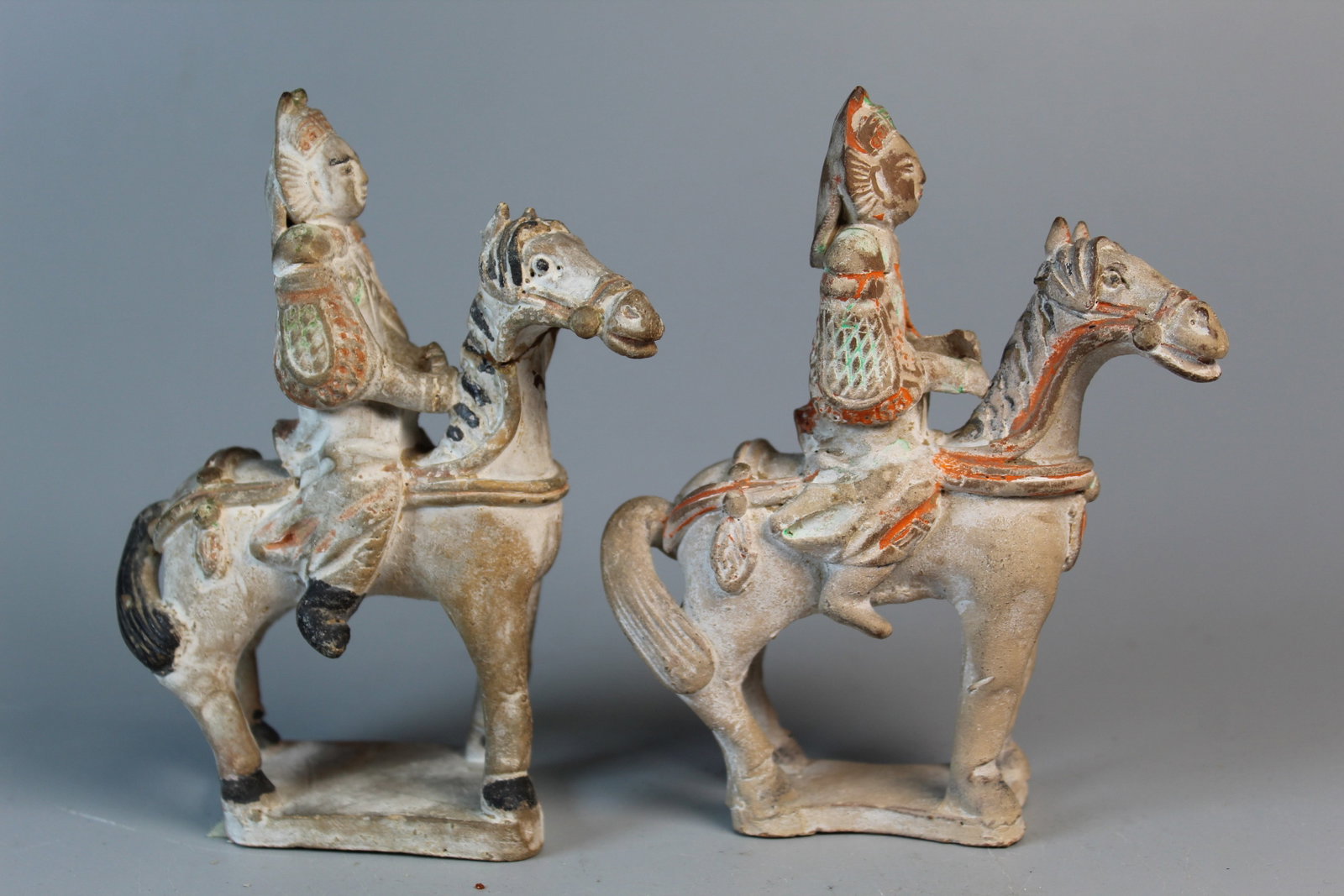 A Pair of Chinese Pottery Figures of Warrior on Horse (1 of 9)