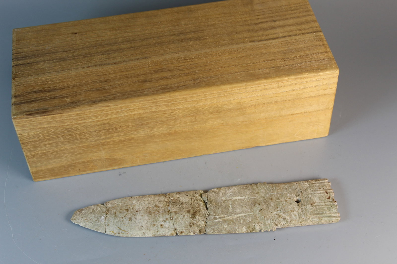 Antique Chinese Jade Knife: Antique Chinese Jade Knife. L 9". As Is.