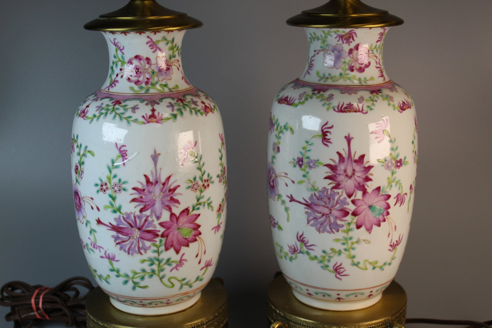 A Pair of Chinese Famille Rose Vase Lamps (1 of 8)