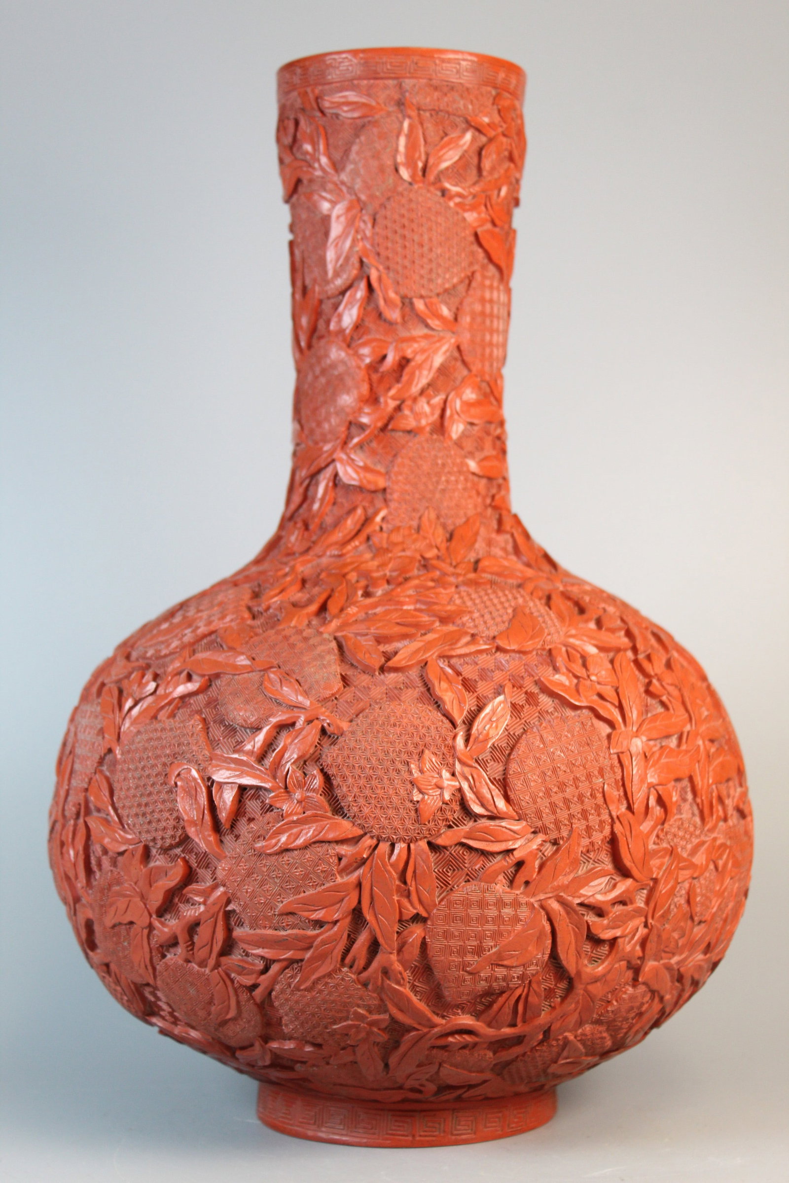 Chinese Red Lacquer Peach Vase (1 of 7)
