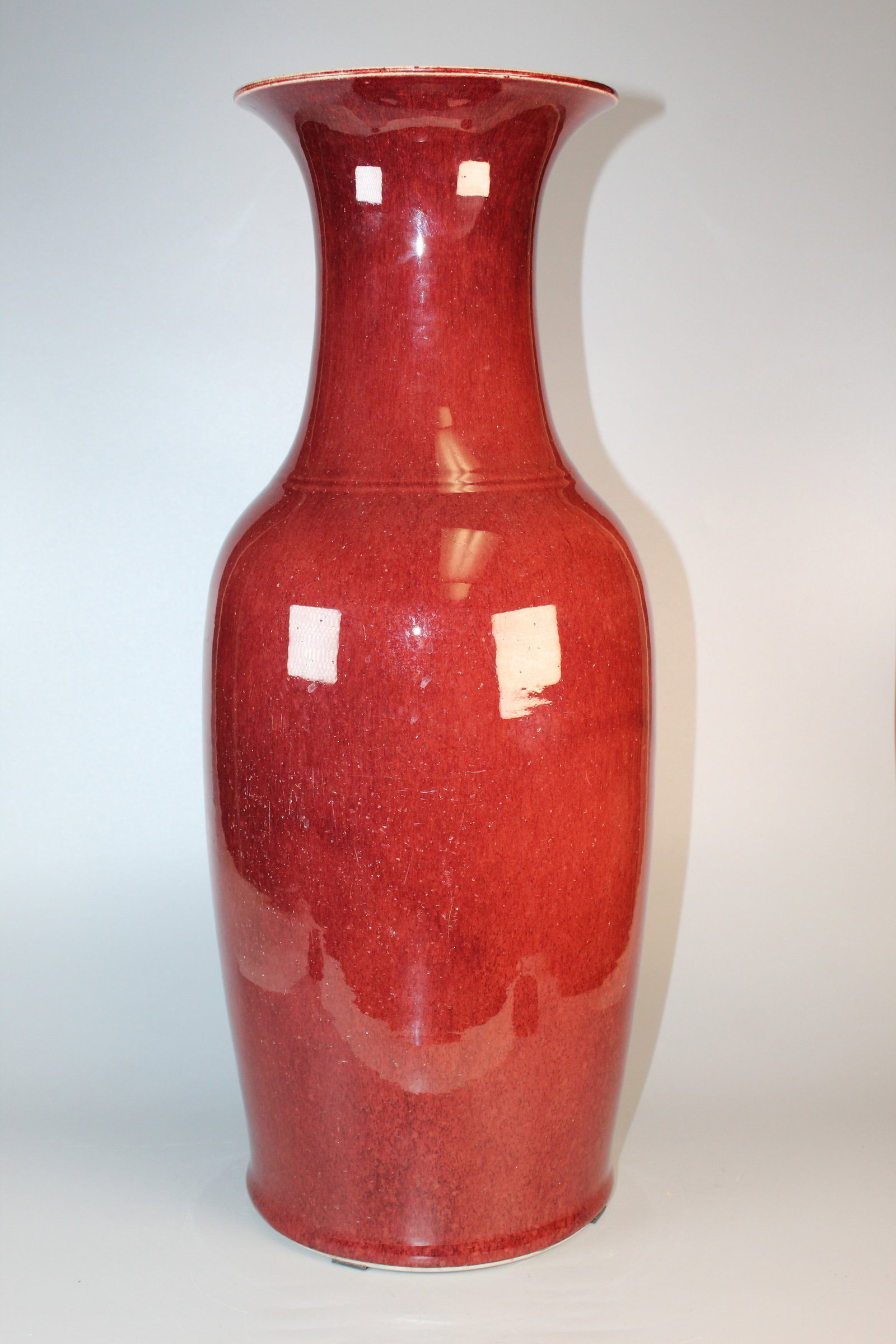 Chinese Ox-blood Glaze Porcelain Tall Vase (1 of 9)
