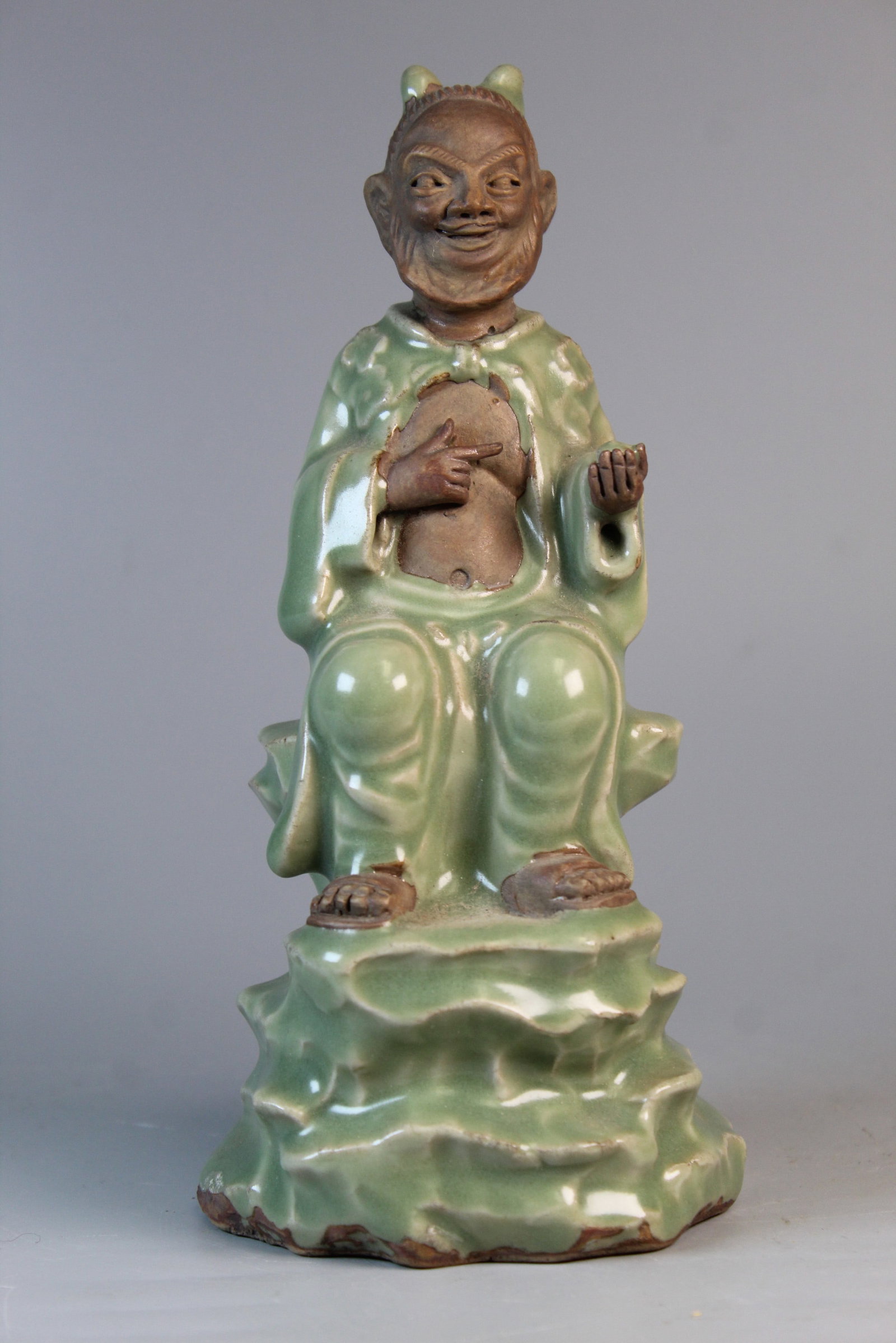 Chinese Longquan Celadon Figure of an Old Man. (1 of 7)