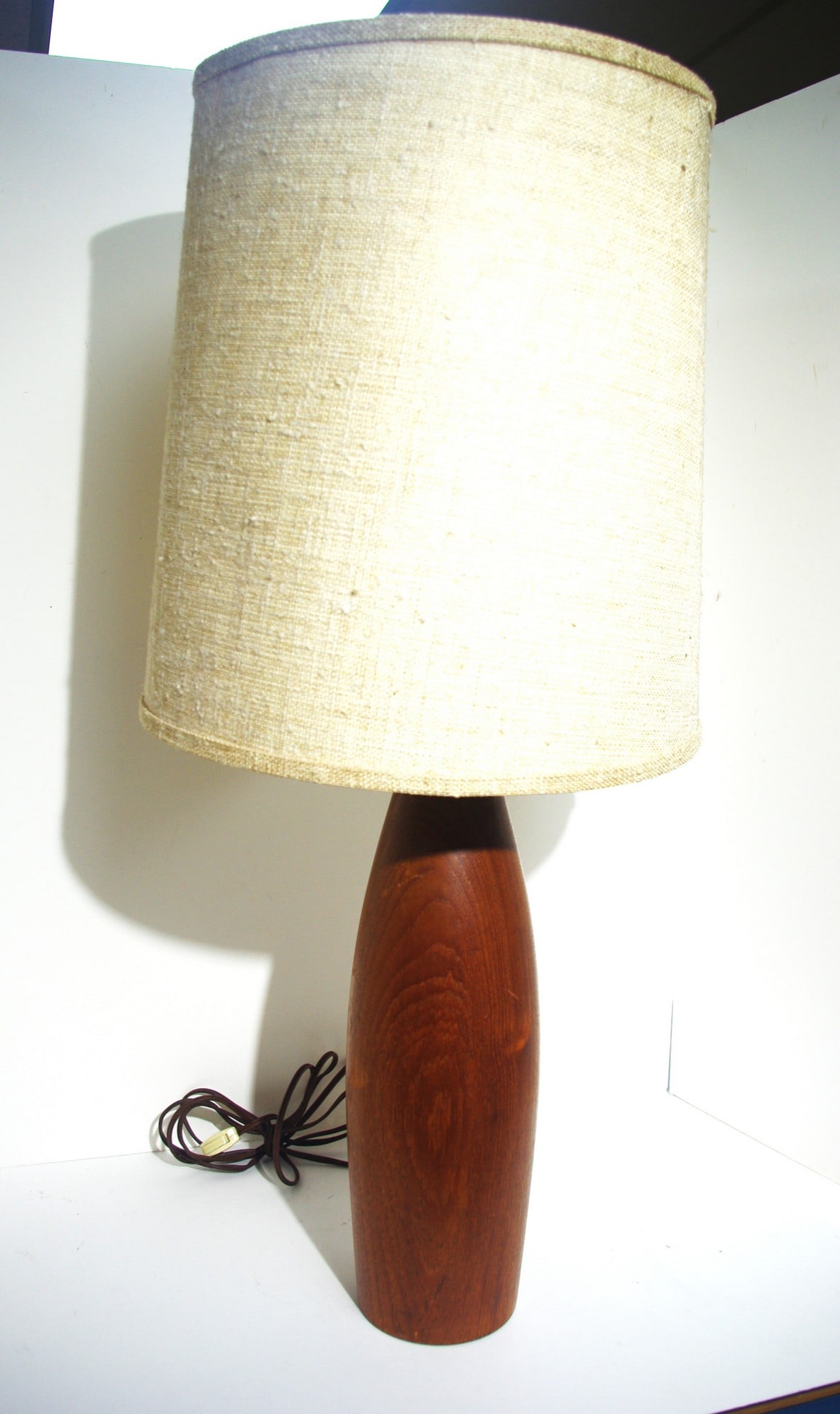 Denmark Mid Century Modern Solid Teak Turn Table Lamp (1 of 5)