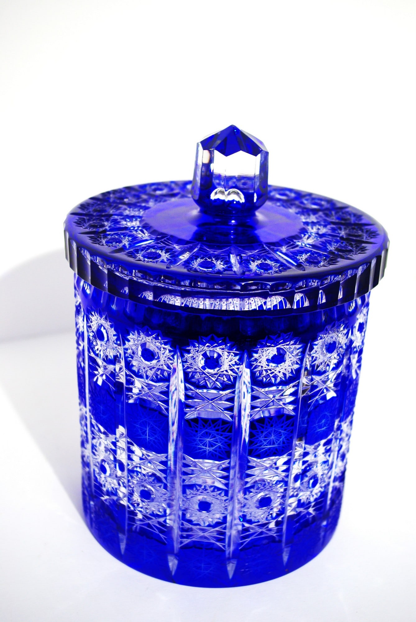 Vintage Bohemian Cobalt Blue Crystal Biscuit Jar (1 of 4)