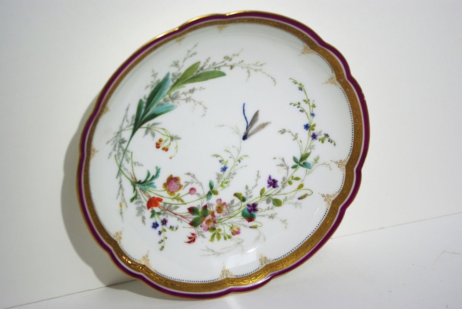 Porcelain Plate of Flowers and Dragonfly (1 of 3)