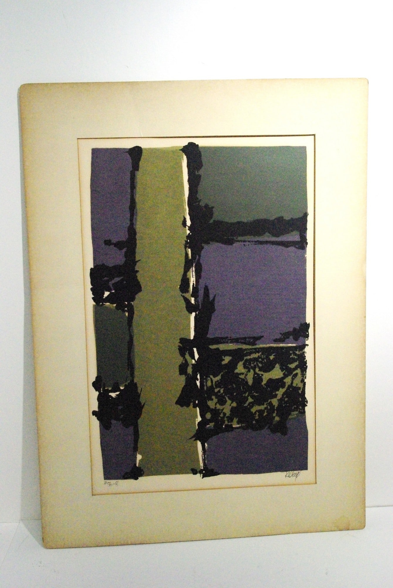 Signed Monotype Mid Century Abstract Print Unknown Artist (1 of 2)