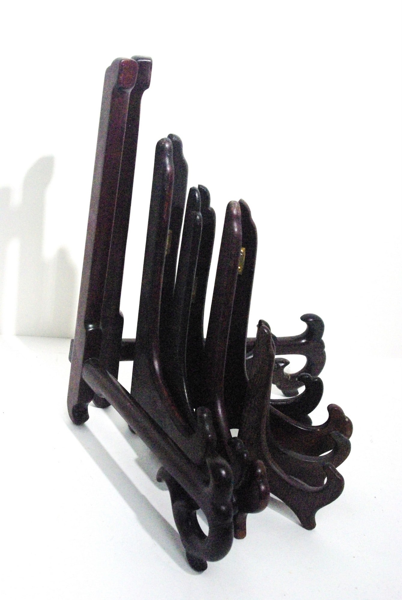 Lot of Five Wooden Plate Stands (1 of 2)