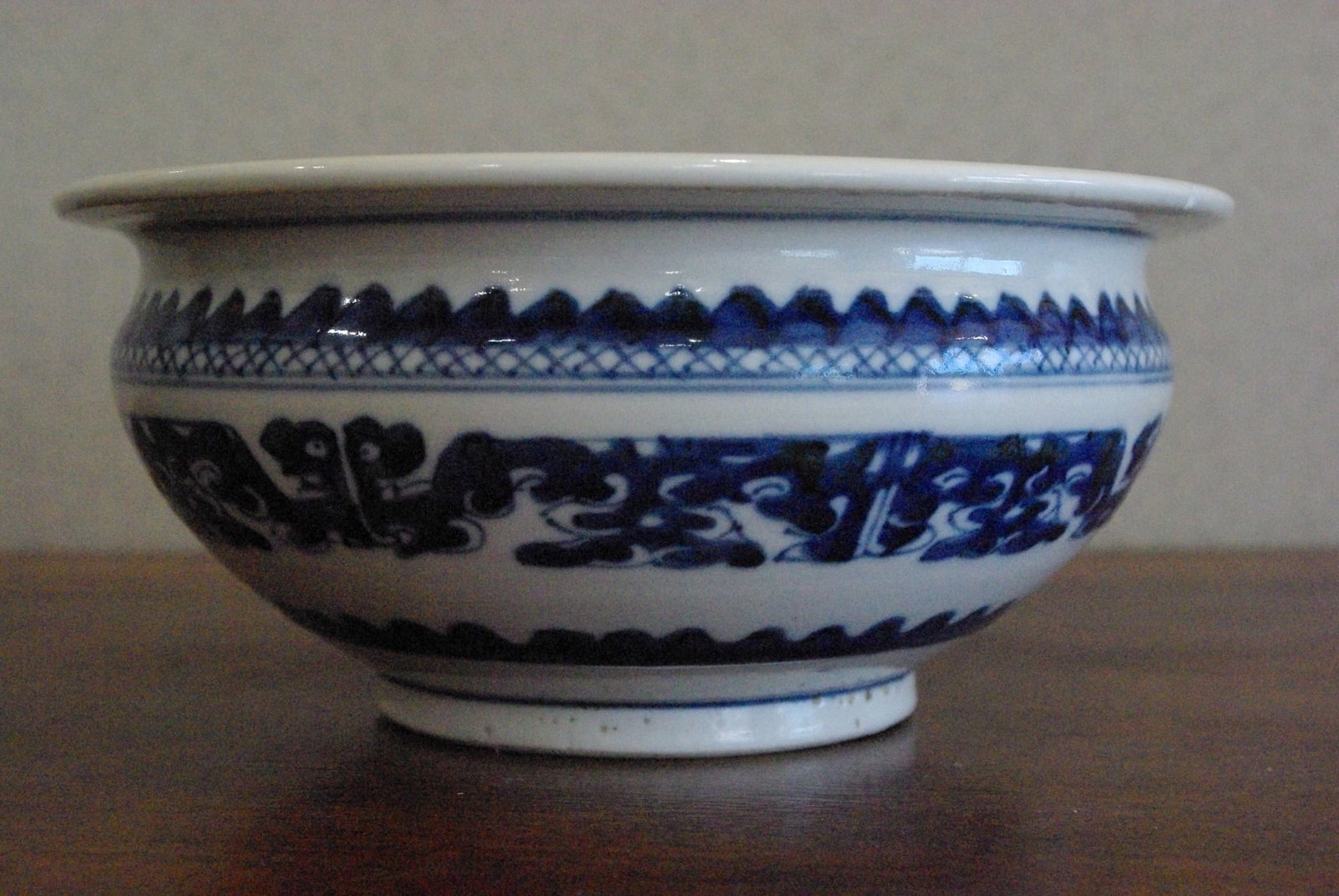 Chinese Blue and White Porcelain Incense Burner: Chinese Blue and White Porcelain Incense Burner. Diam 8.25"