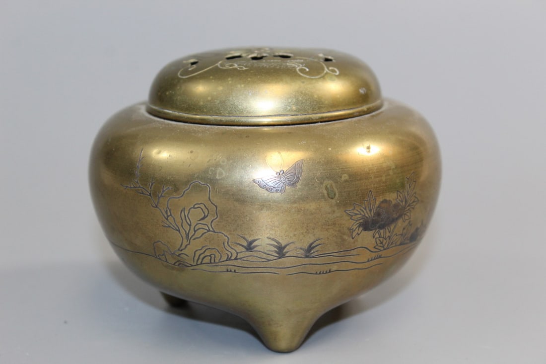 Japanese brass incense burner (1 of 6)