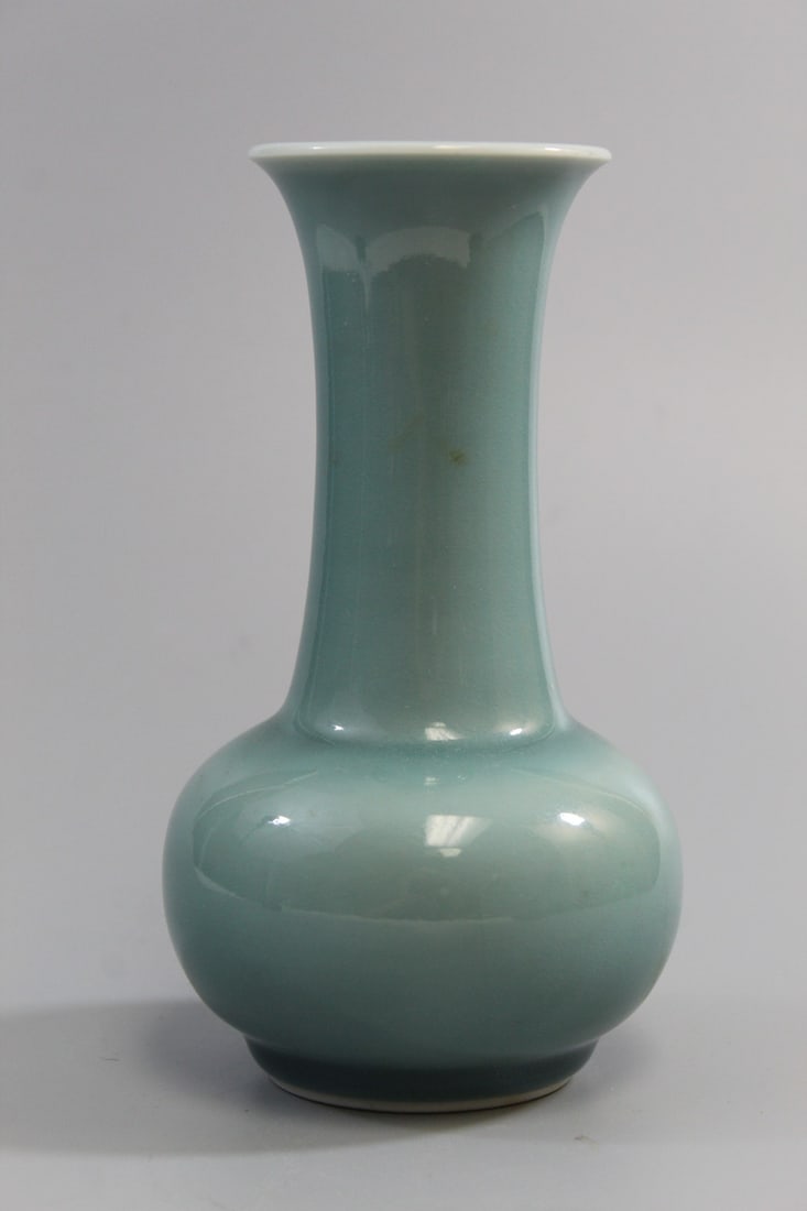 Chinese Clare de Lune Glazed Porcelain Vase: Chinese Clare de Lune Glazed Porcelain Vase. H 6.75".