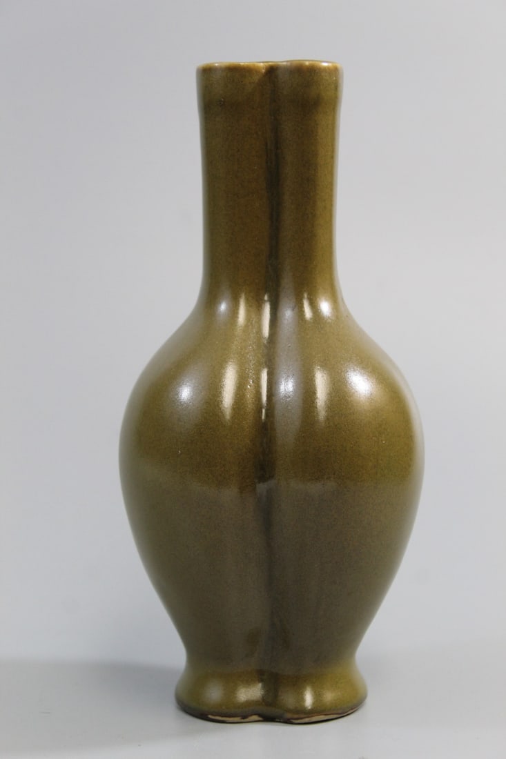 Chinese Tea-dust Glazed Porcelain Vase: Chinese Tea-dust Glazed Porcelain Vase. H 7.25".