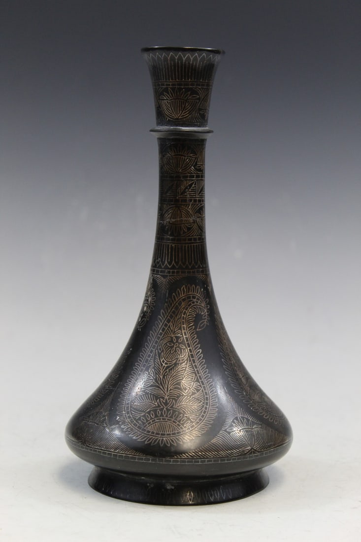 Middle Eastern Bronze Vase with Silver Inlay (1 of 7)