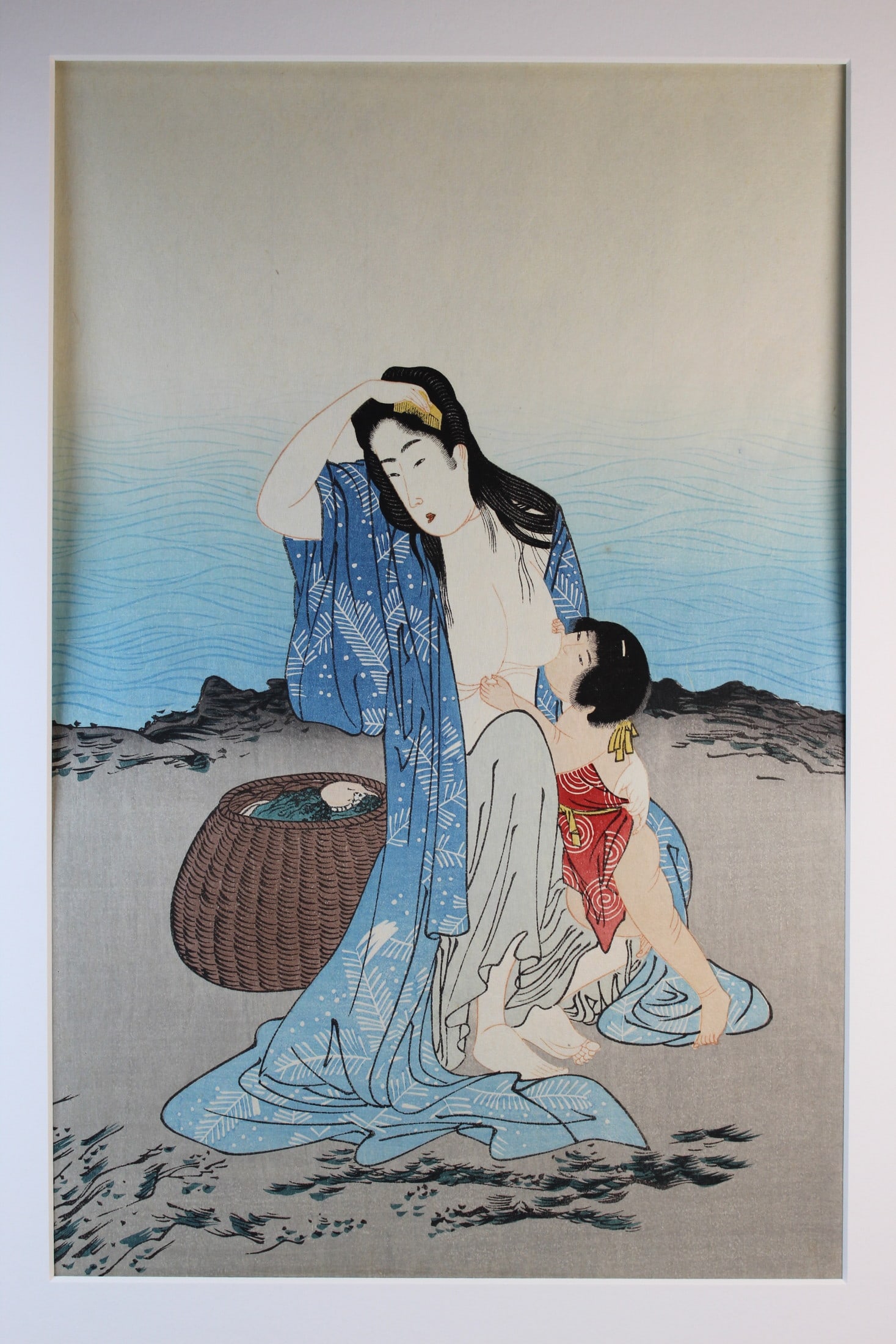 Awabi Divers, Attributed to Kitagawa Utamaro, Japanese Woodblock Print. (1 of 7)