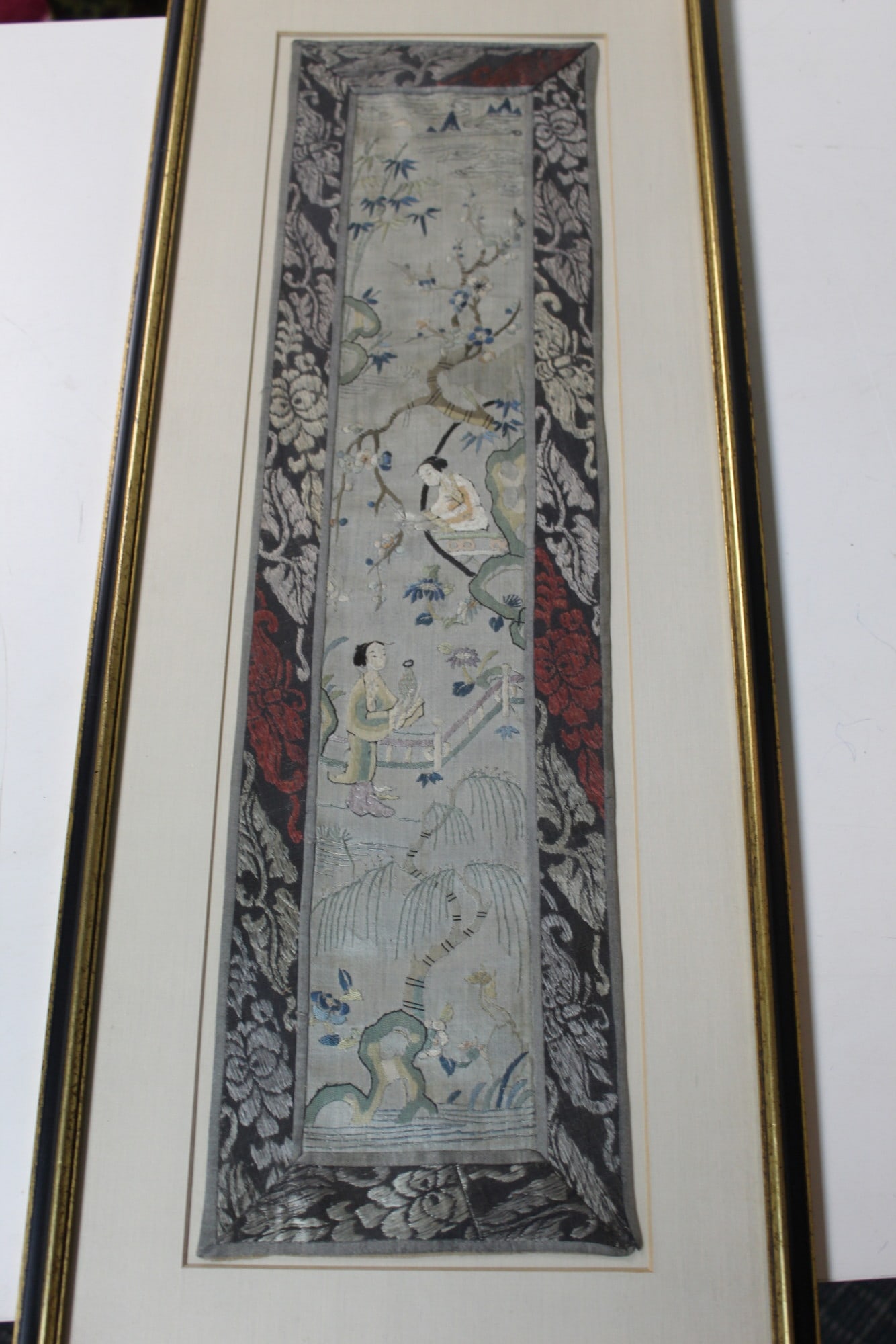 Chinese silk embroidery panel. (1 of 4)
