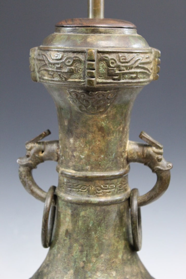 Chinese Bronze Vase Lamp - 8