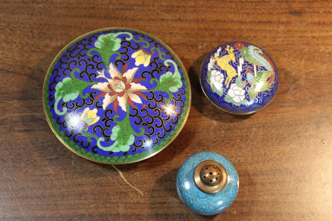 Two Chinese Cloisonne Boxes and one Shaker (1 of 8)