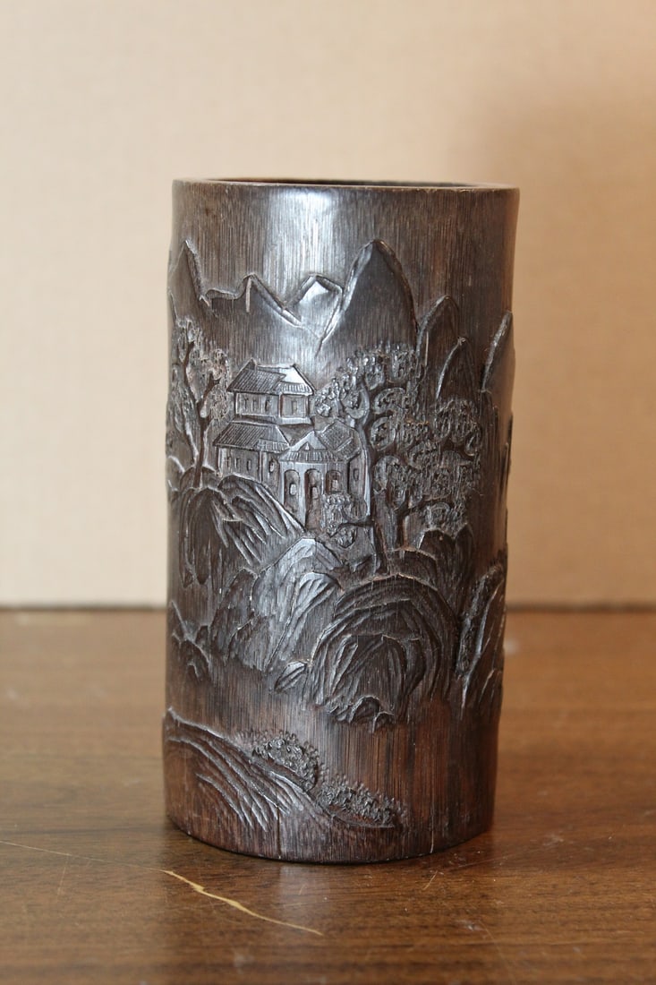 Chinese Carved Bamboo Brush Pot (1 of 6)