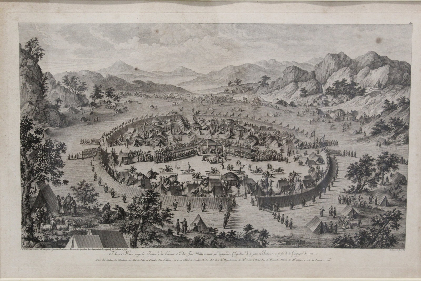 The Surrender of the Khan of Badakhsan, Etching: The Surrender of the Khan of Badakhsan, Etching. It is a 1784 copperplate etching depicting a 1759 historical event where the ruler of Badakhshan submitted to Qing dynasty forces. It belongs to a famo