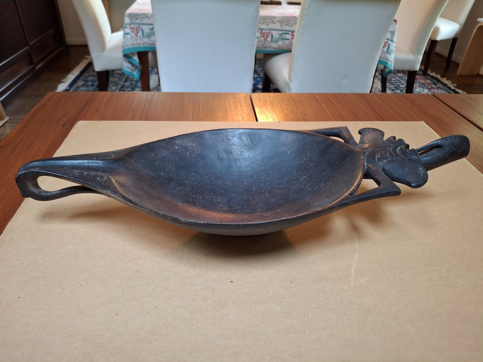 Carved Wood Bowl: Carved Wood Bowl. 19x7".