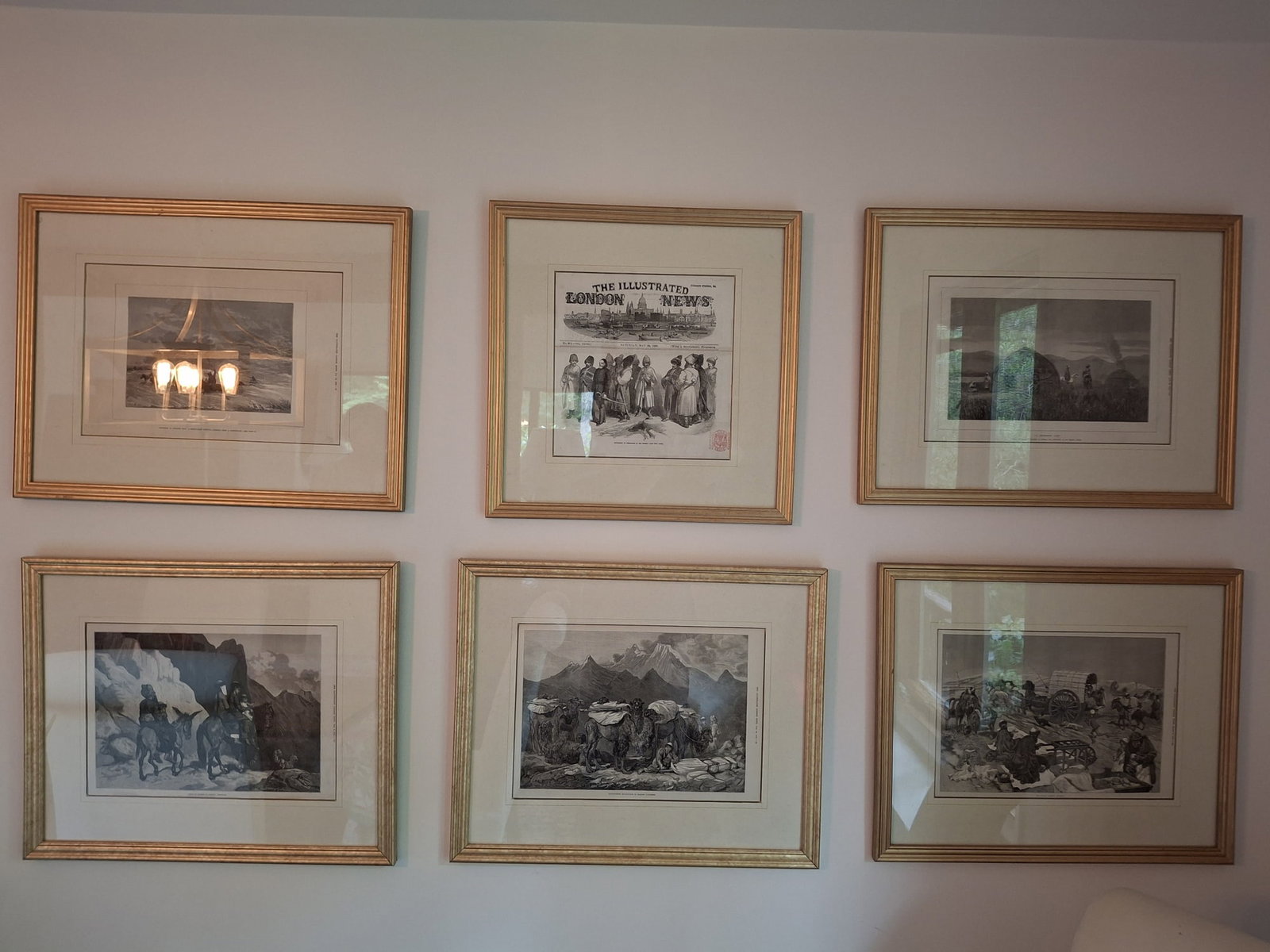 Six Framed The Illustrated London News Lithographs: Six Framed The Illustrated London News Lithographs. Frame 22.5x17.5". One dated 1856. Attention: The pickup location of this item is at Crownsville, MD 21032. Winning bidder will get address and picku