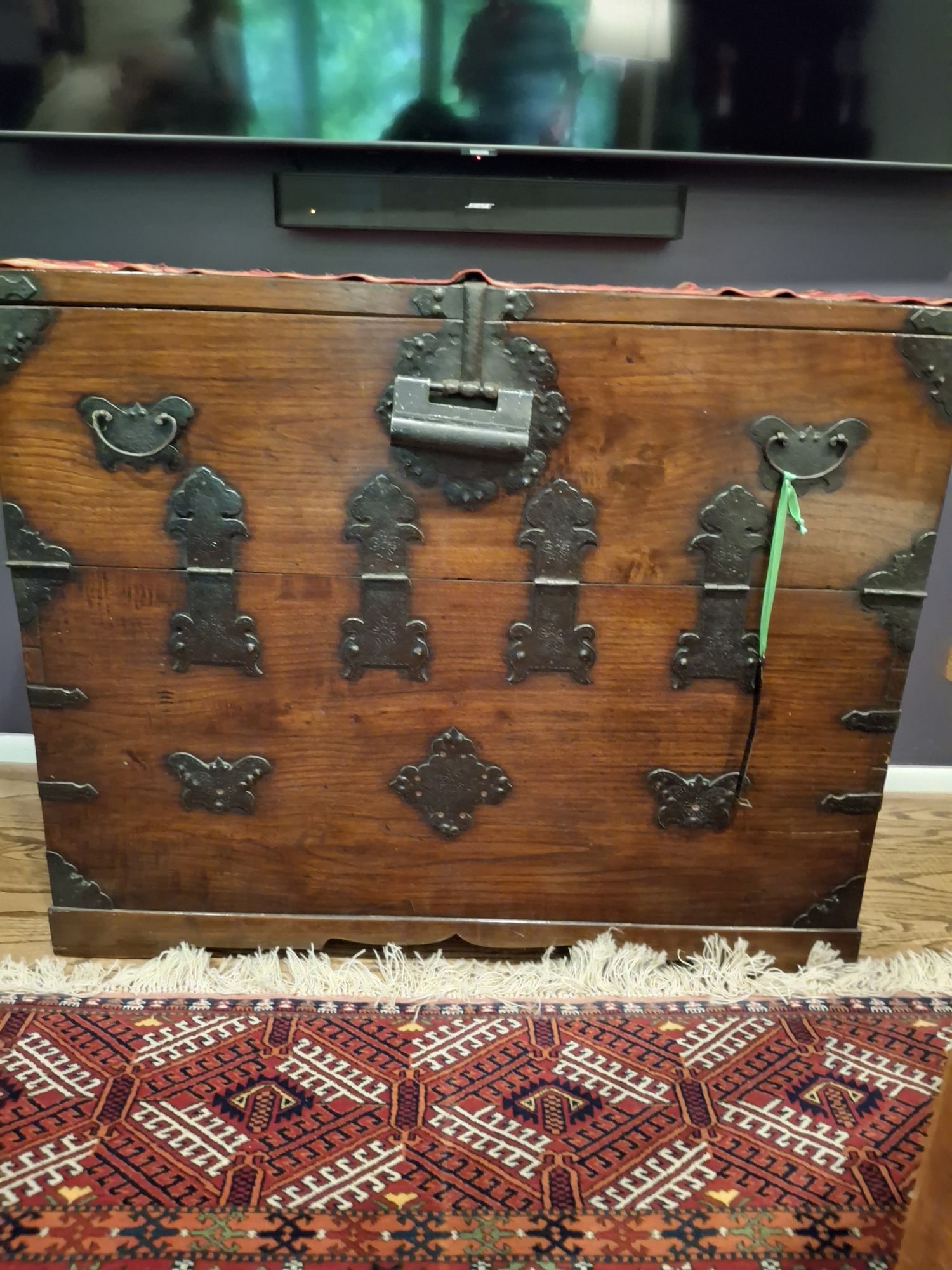 Antique Korean Chest: Antique Korean Chest. 38.5x31x18". Attention: The pickup location of this item is at Crownsville, MD 21032. Winning bidder will get address and pickup time through email. No in-house shipping for this