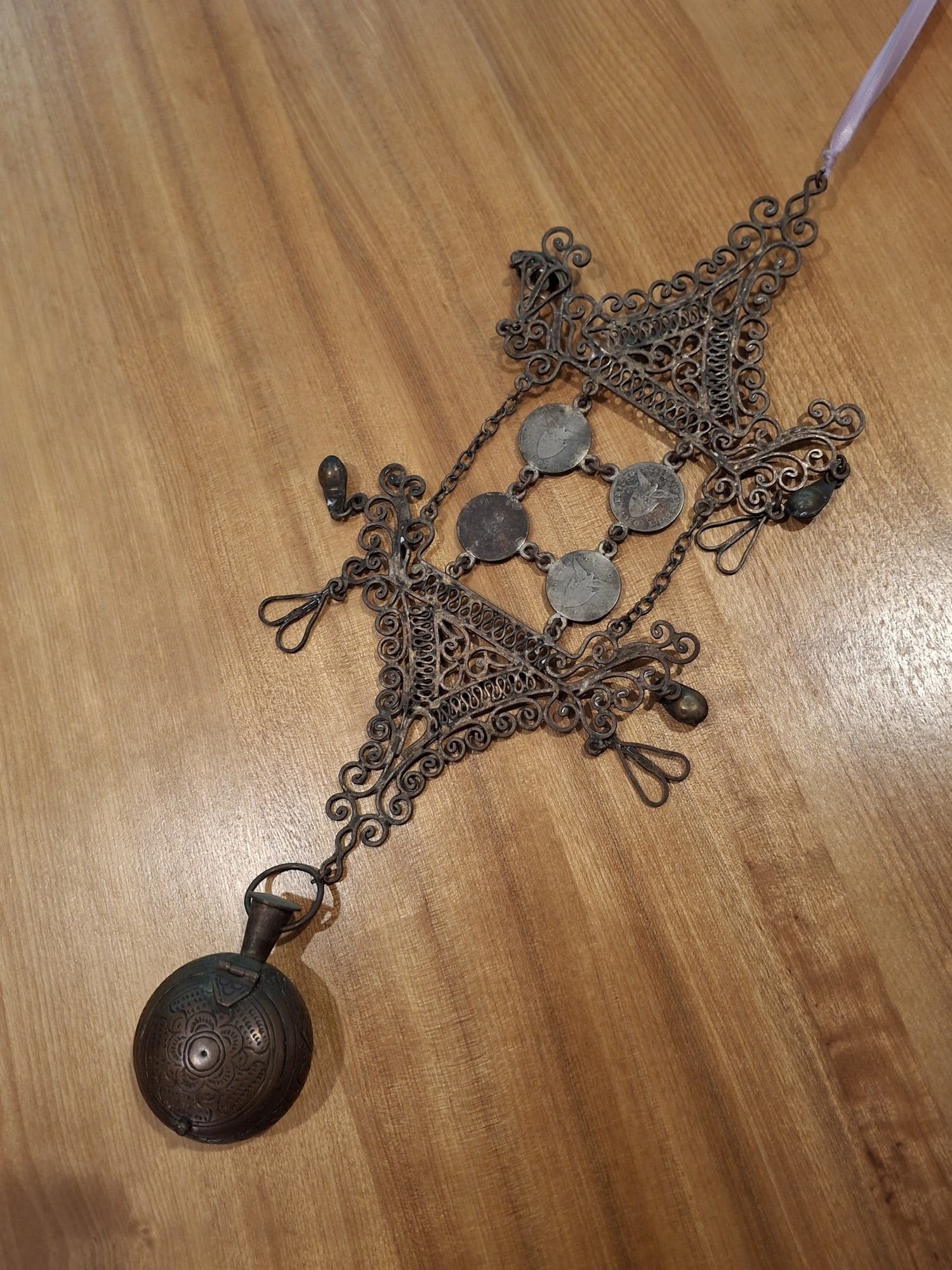 Tribal Metal Pendant: Tribal Metal Pendant. H 12".
