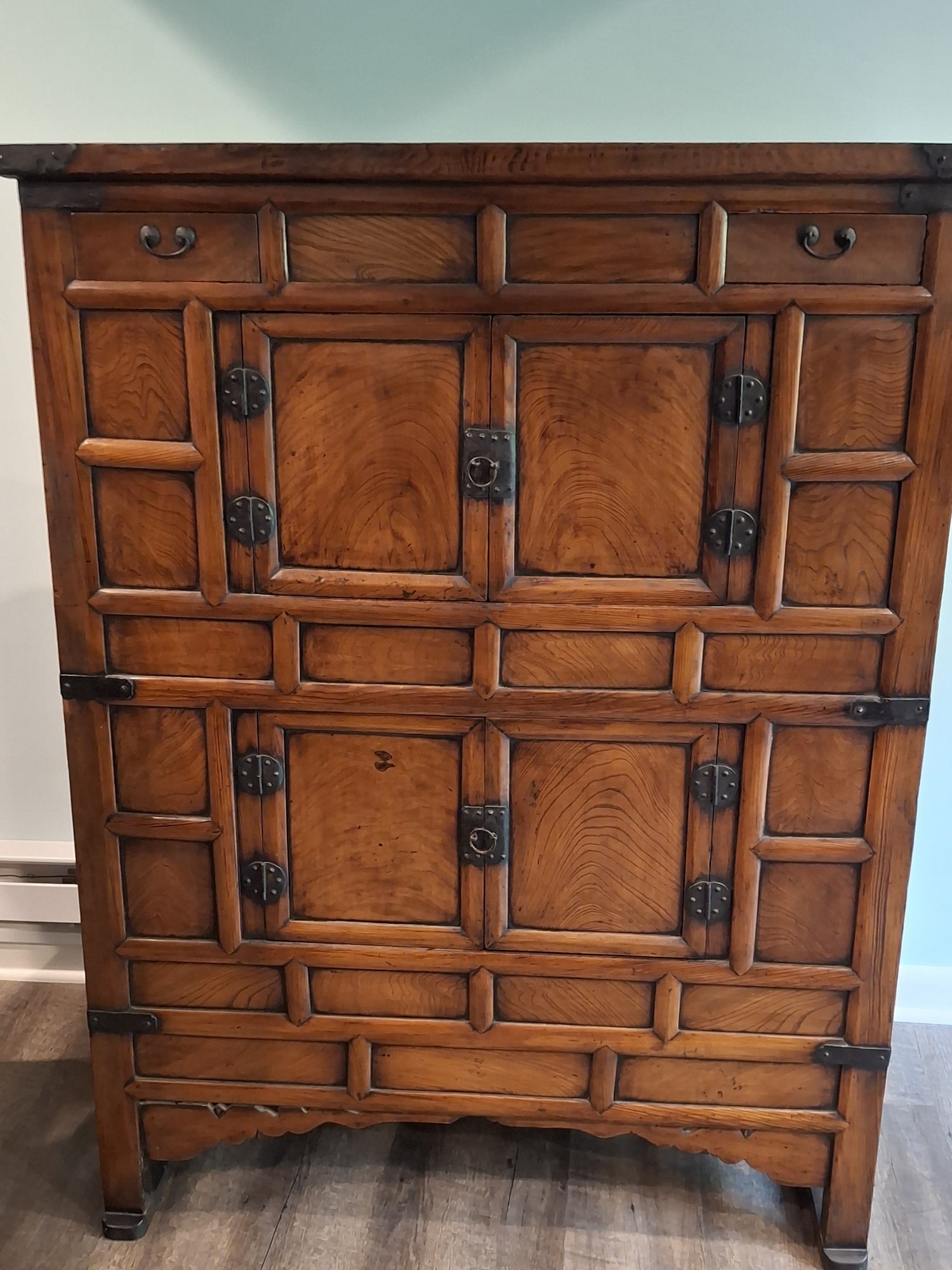 Korean 2-piece Chest: Korean 2-piece Chest . 41x22x53.5". Attention: The pickup location of this item is at Crownsville, MD 21032. Winning bidder will get address and pickup time through email. No in-house shipping for