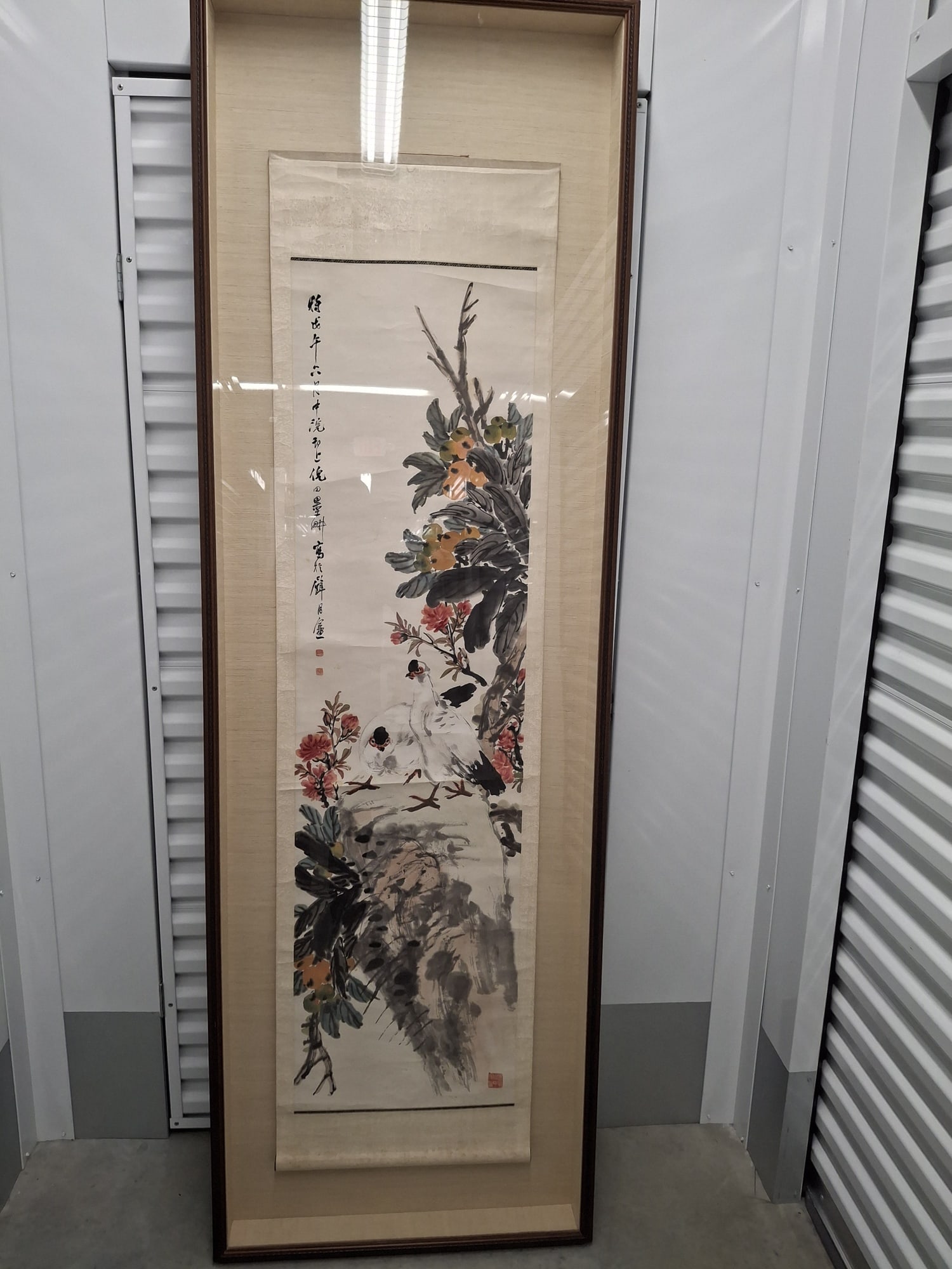 NI TIAN (1855-1919), Ink and Watercolor Painting Scroll.: NI TIAN (1855-1919), Ink and Watercolor Painting Scroll. . 60x16". Frame 85x27".