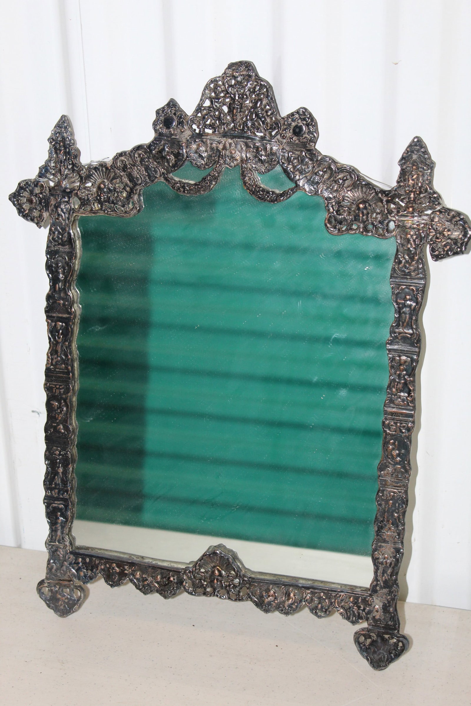Antique Silver Plated Mirror: Antique Silver Plated Mirror. 18.5x14.5".