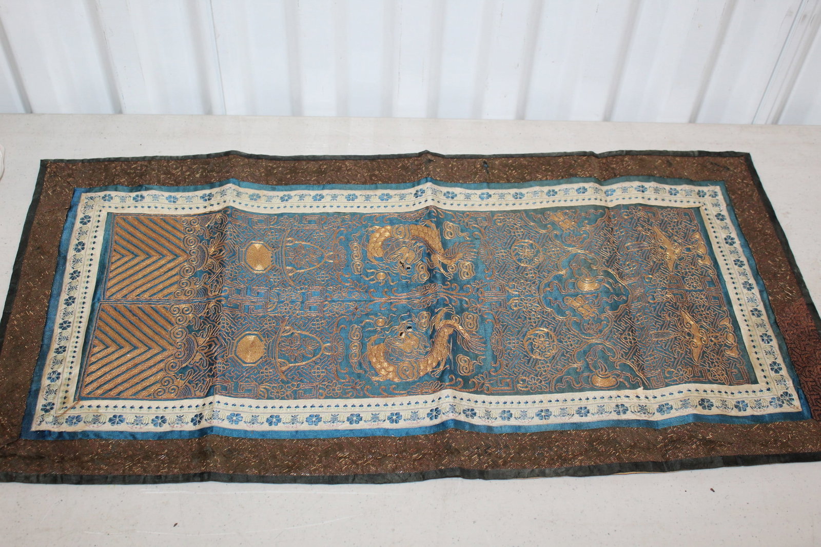 Chinese Gold Thread Silk Embroidery with Dragon Design (1 of 8)