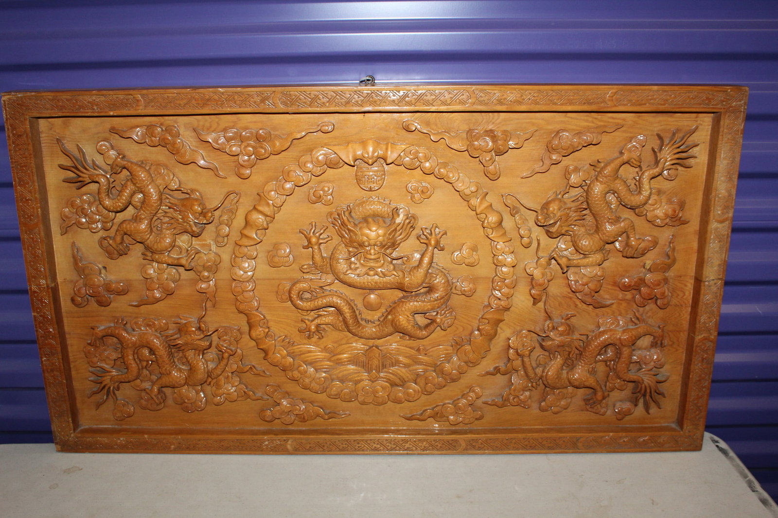 Chinese Carved Wood Dragon Panel (1 of 10)