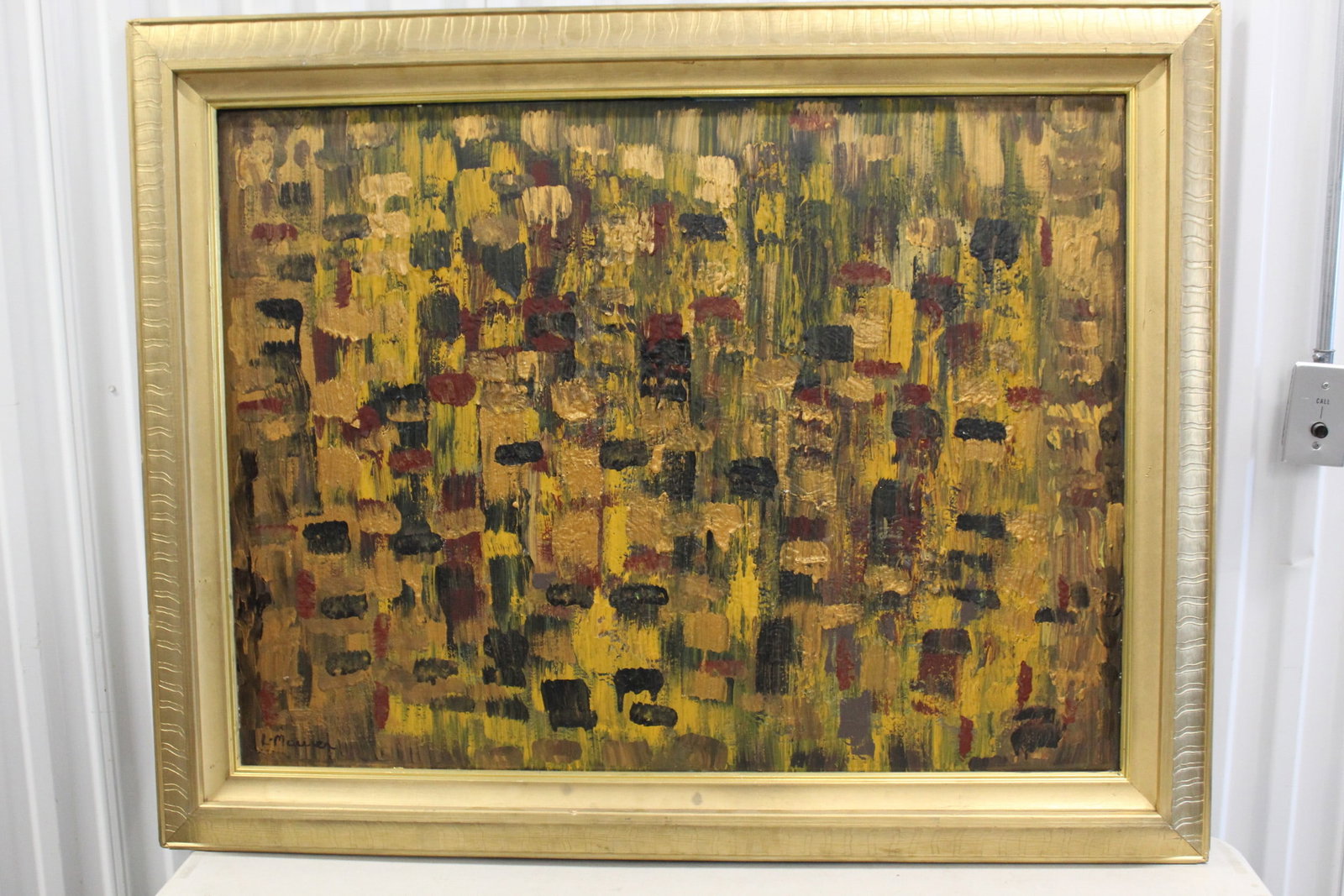 Abstract Oil On Board Painting. Signed L. Maurer.: Abstract Oil On Board Painting. Signed L. Maurer.. 28x39". Frame 37.5x47.5".