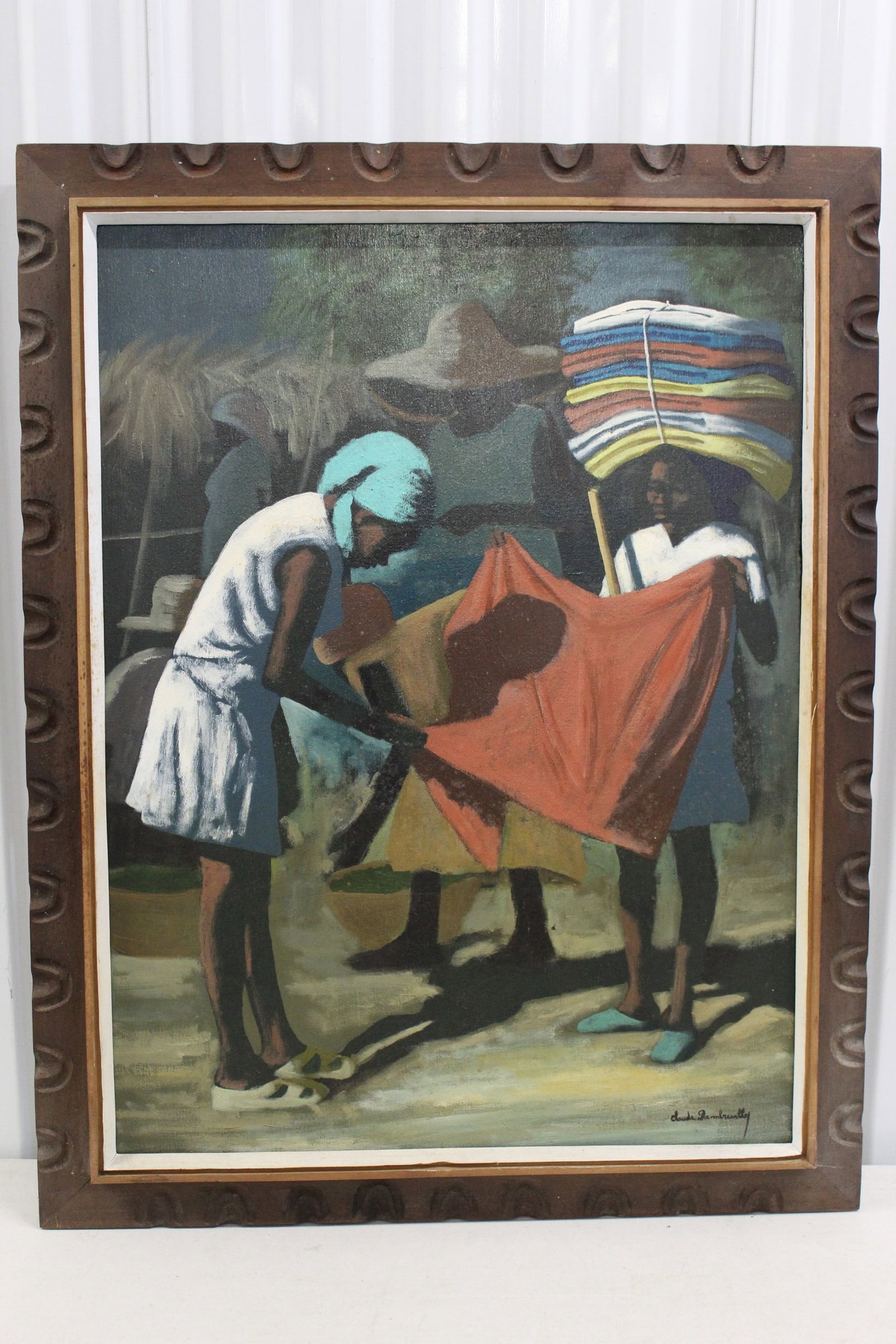Cloth Market, Claude Dambreville (Haitian, 1934-2021) Oil on Canvas. (1 of 8)