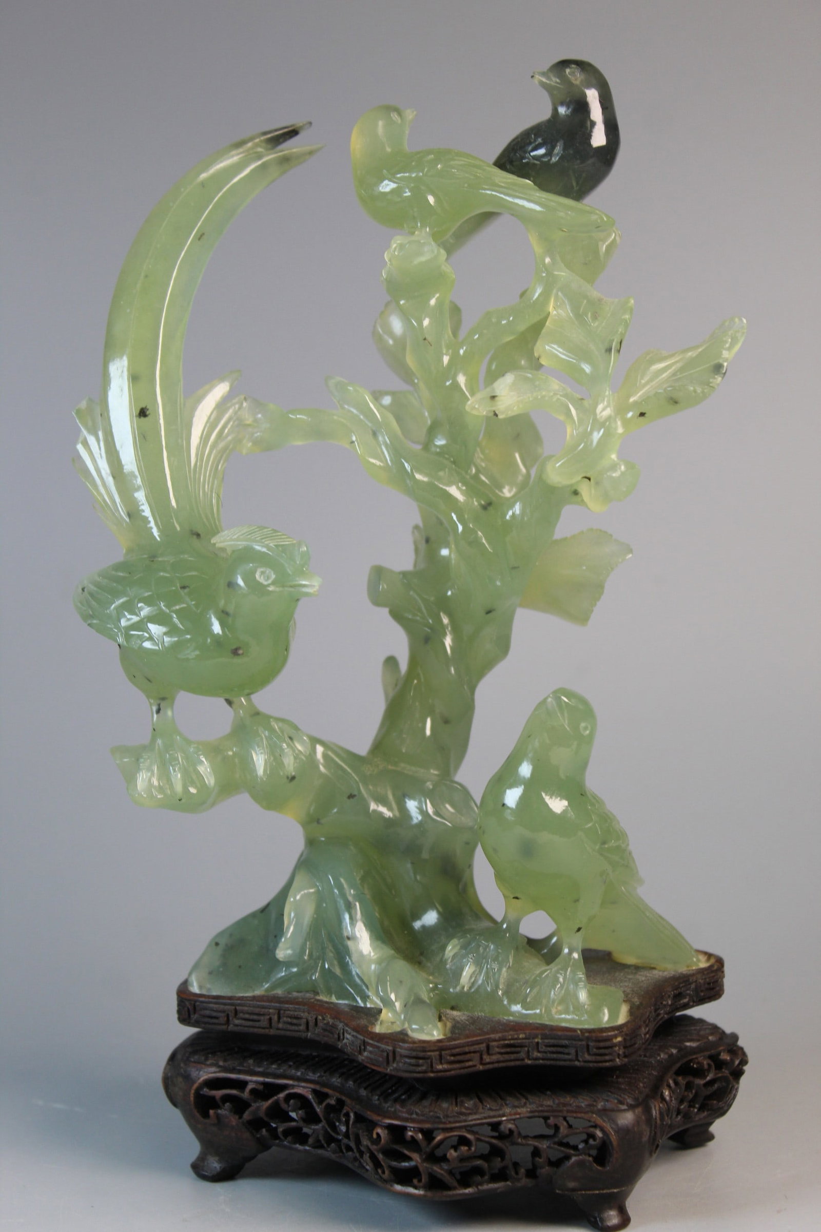 Chinese Carved Jade Birds Statue (1 of 10)