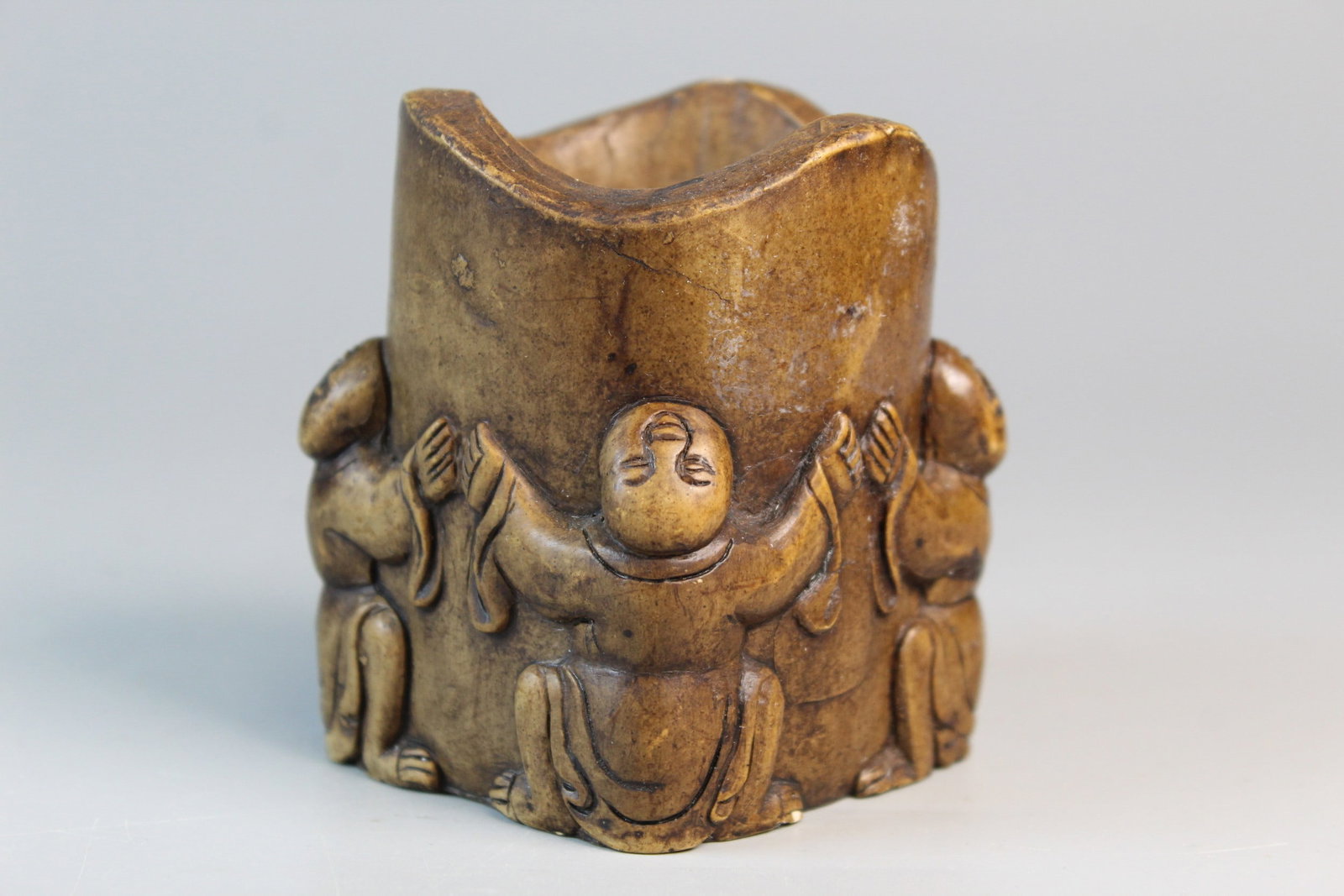 Chinese Carved Soapstone Brush Holder (1 of 5)