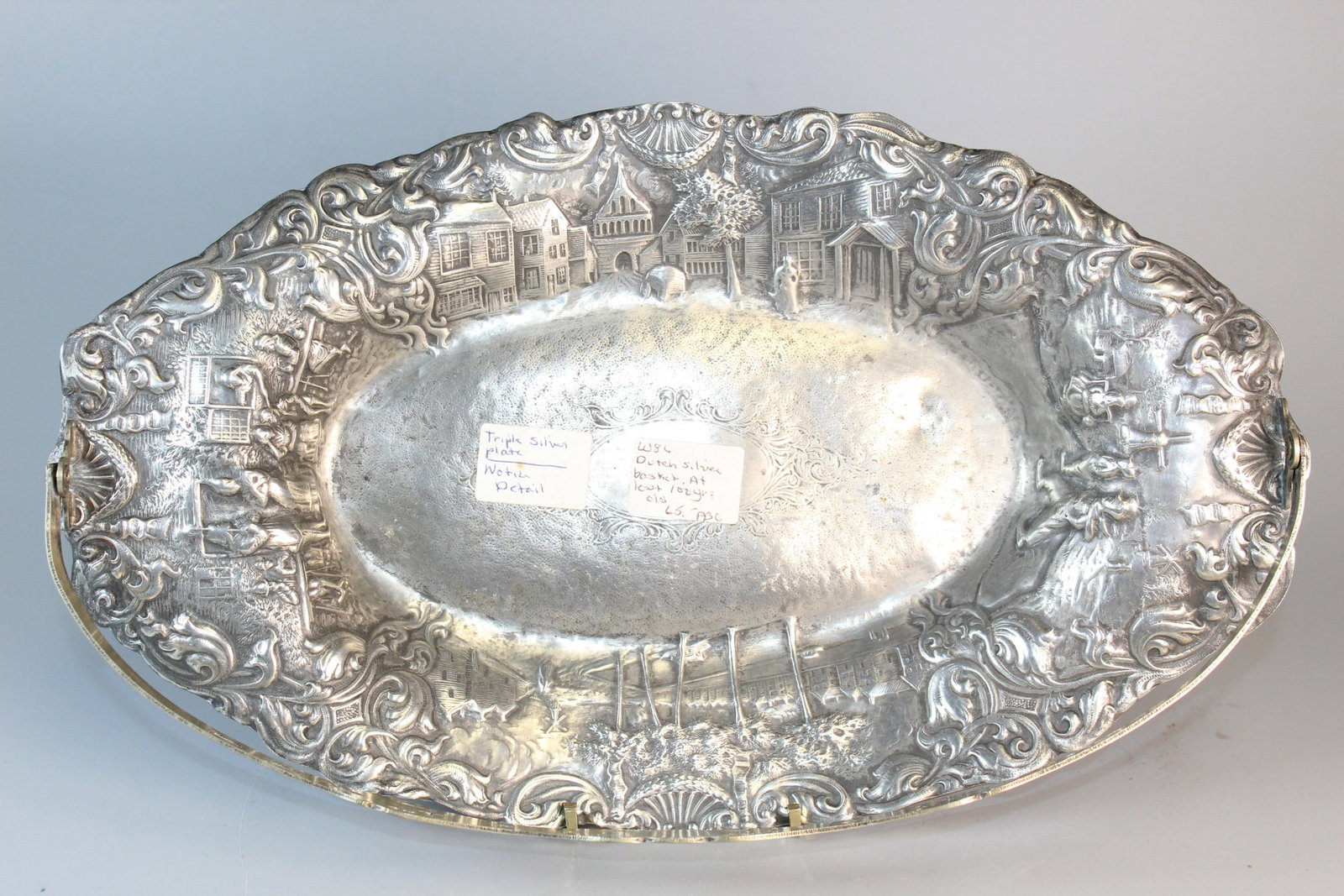 Silver Plated Dutch Scene Bread Tray With Handle (1 of 11)