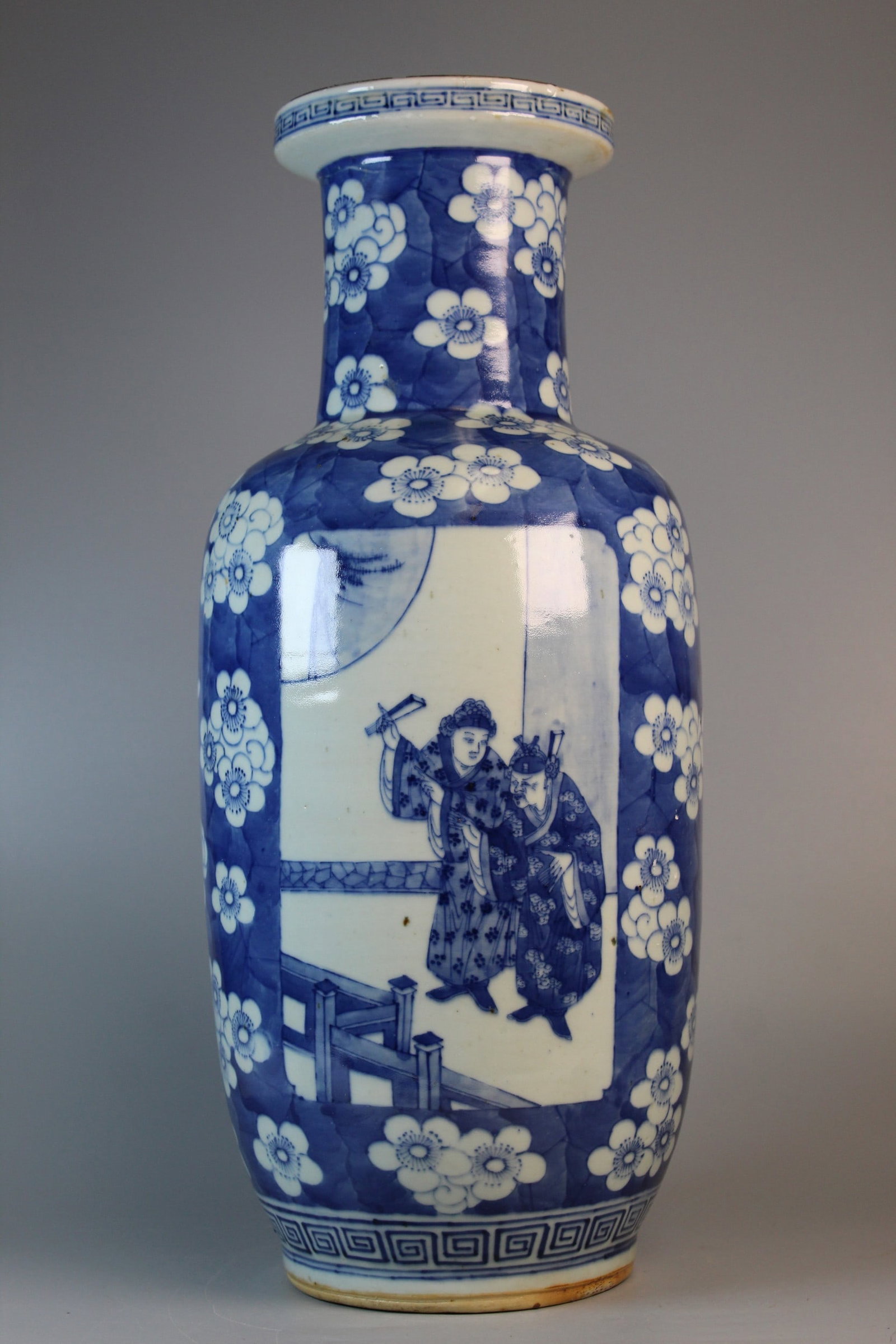 Chinese Blue and White Porcelain Vase: Chinese Blue and White Porcelain Vase. H 18" As Is.