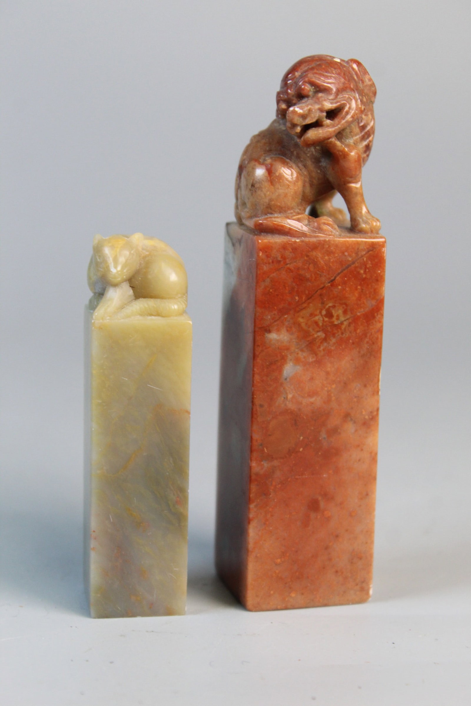 Two Chinese Carved Soapstone Seals (1 of 3)
