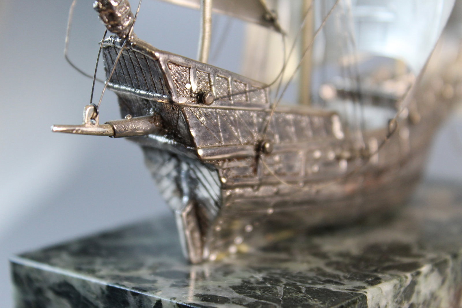 Silver Tone Boat Model - 7