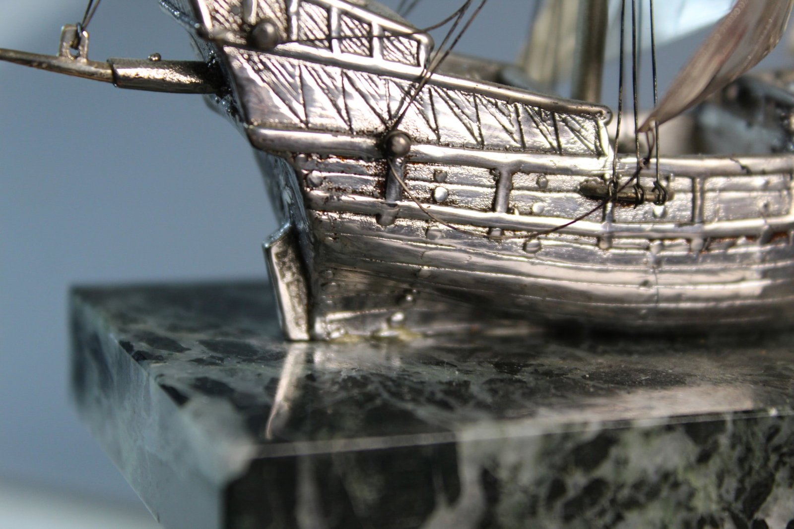 Silver Tone Boat Model - 8