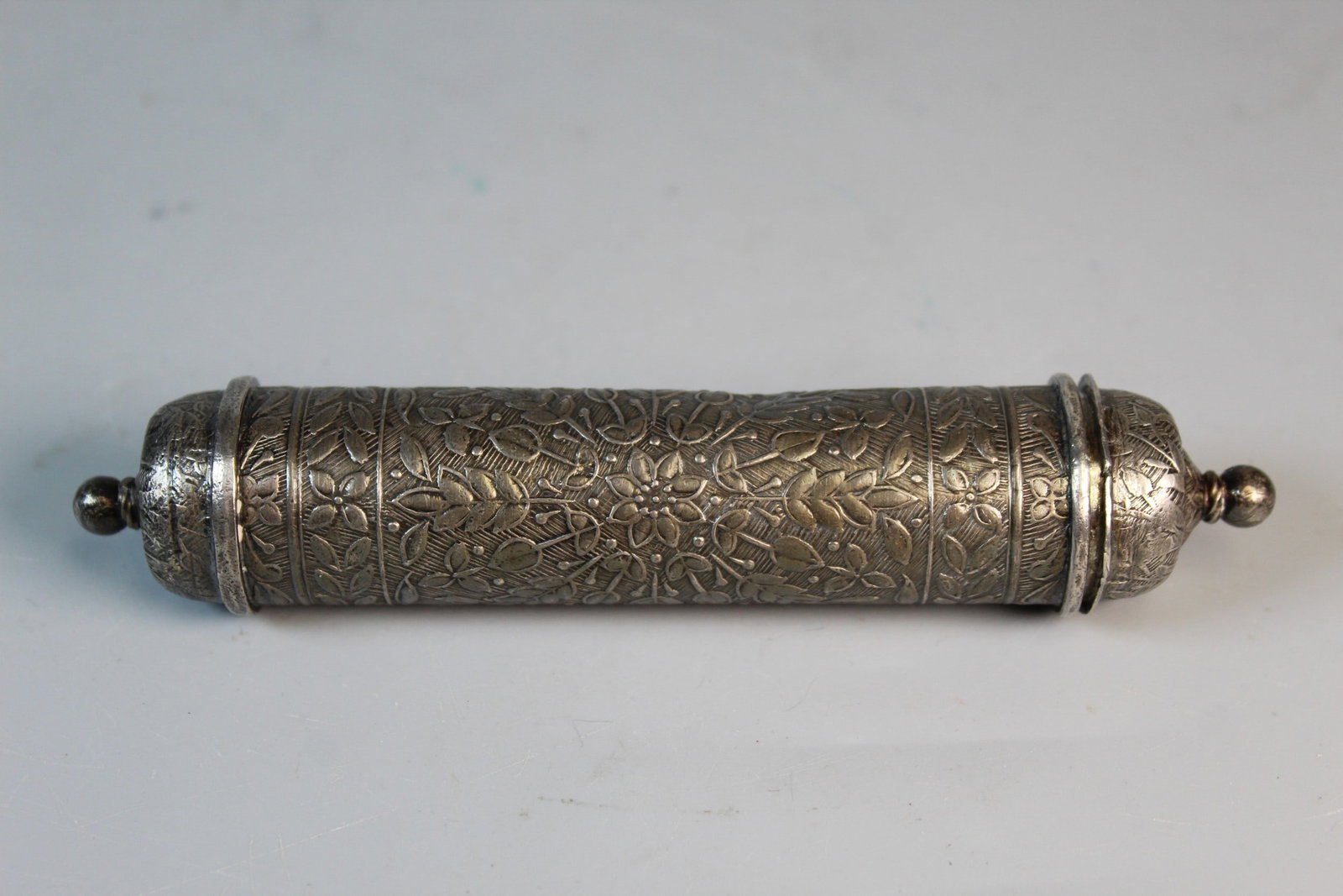 Persian Silve Scroll Holder: Persian Silve Scroll Holder. L 5.75".