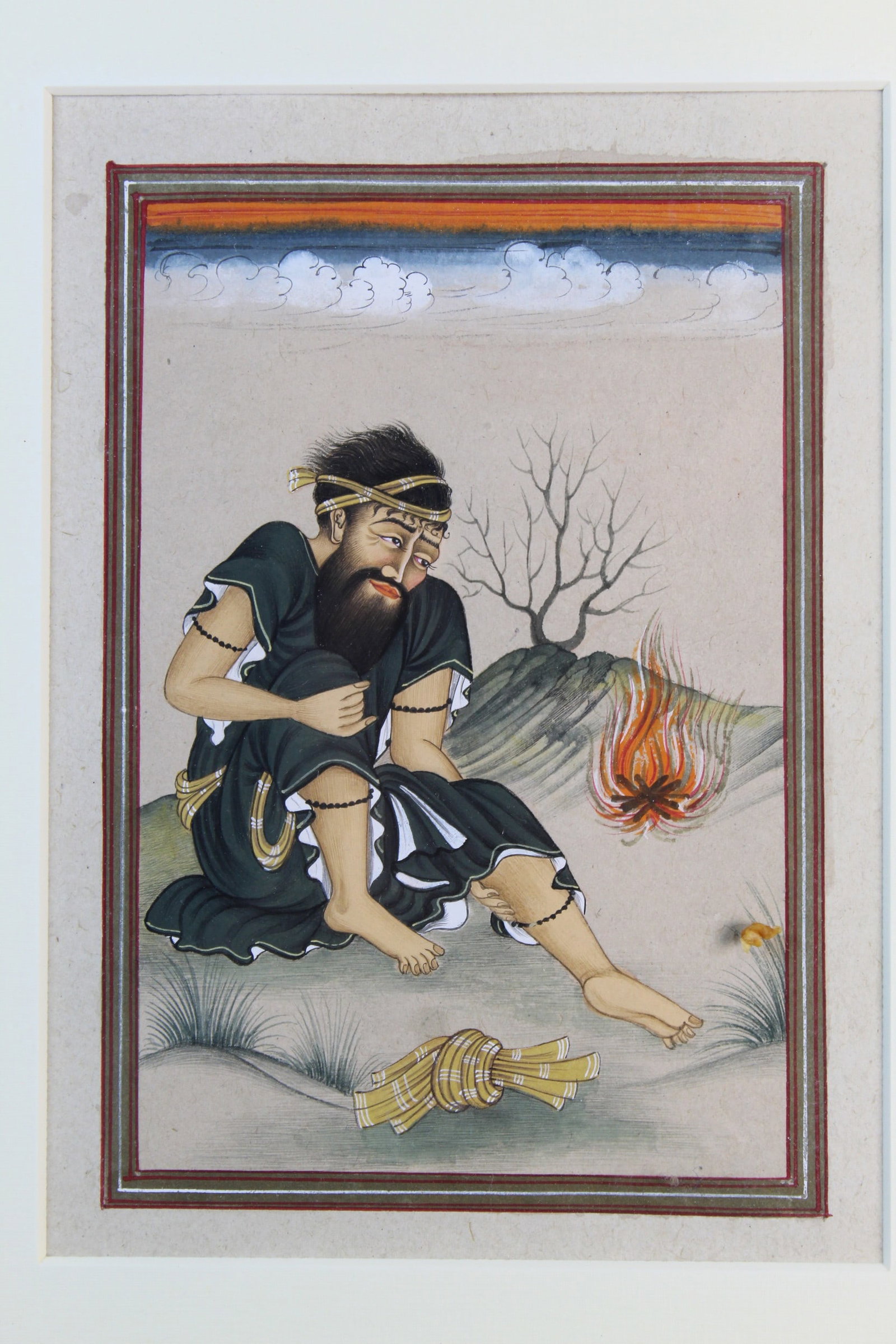 Indian Miniature Painting: Indian Miniature Painting . 5x7". Frame 13.25x10.75".