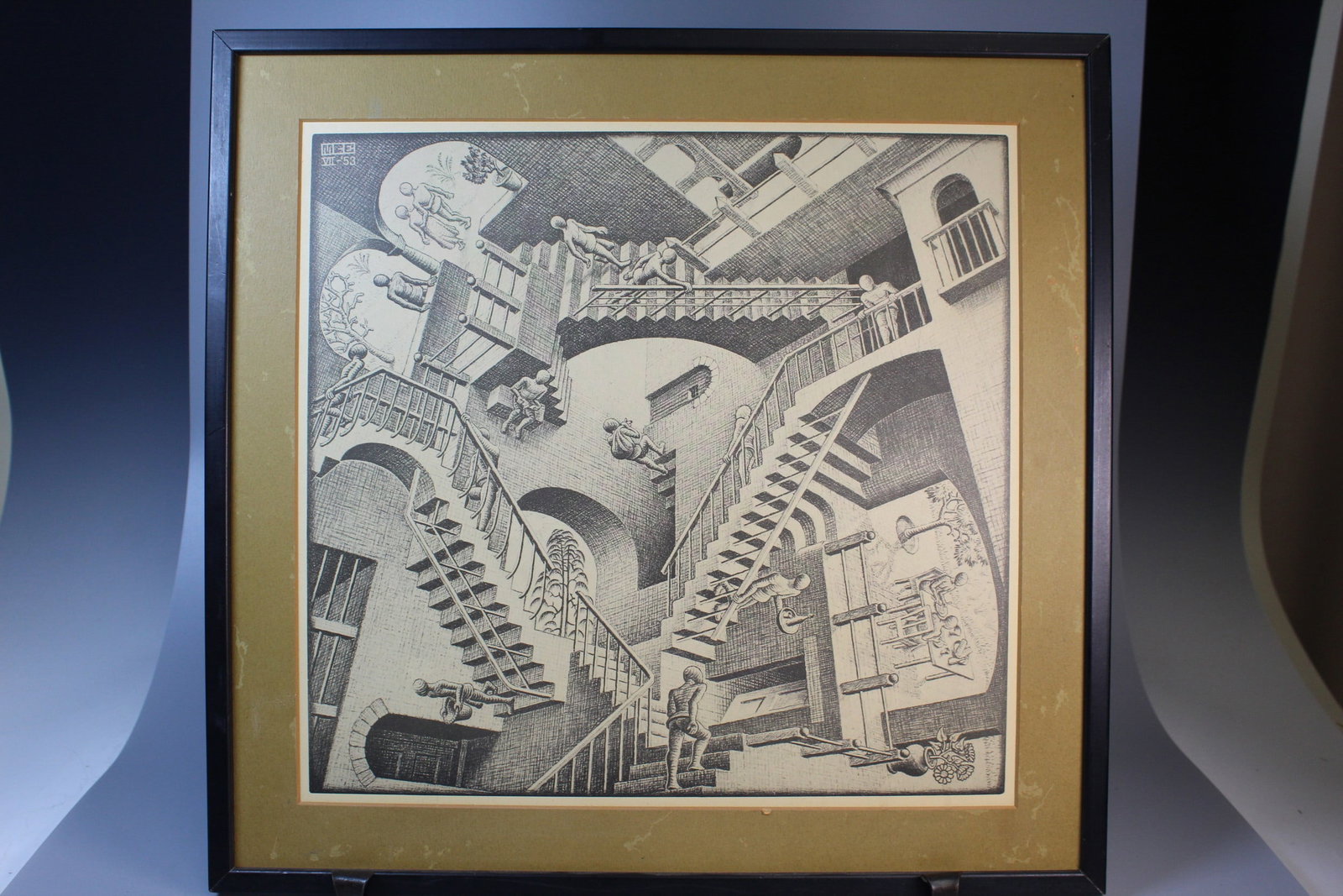 Relativity, Maurits Cornelis Escher (1898-1972). Modern Print.: Relativity, Maurits Cornelis Escher (1898-1972). Modern Print.. 14x13.25". Frame 18.25x17.50".