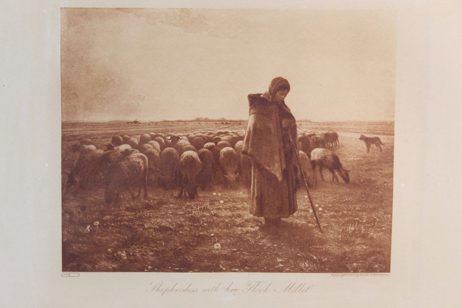 Shepherdess with Her Flock by Jean-Francois Millet, Silver print photograph. Curtis & Cameron (1 of 8)