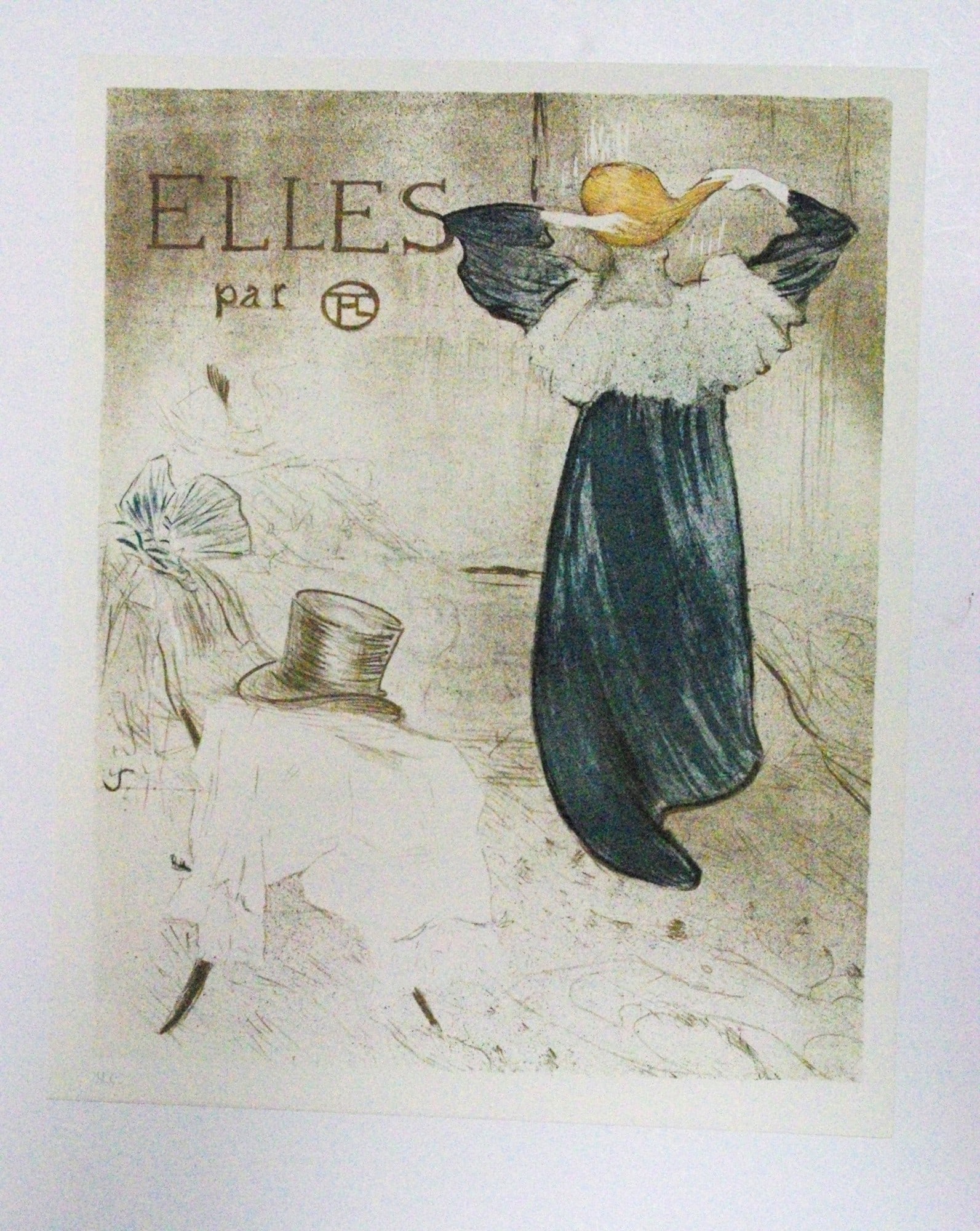Henri de Toulouse Lautrec "Elle's" lithograph print: Henri de Toulouse Lautrec "Elle's" lithograph print. Paper size 23.75" x 18.75", to be shipped in a tube