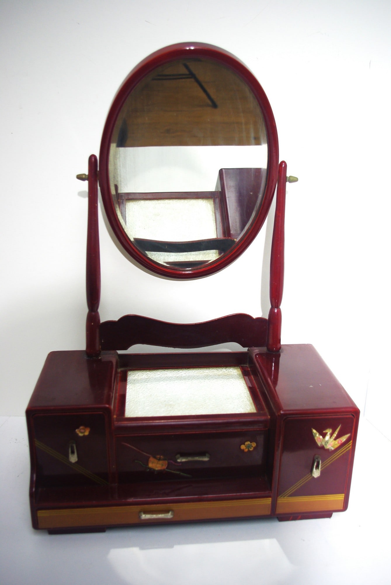 Japanese Red Lacquer Mirror Vanity (1 of 5)