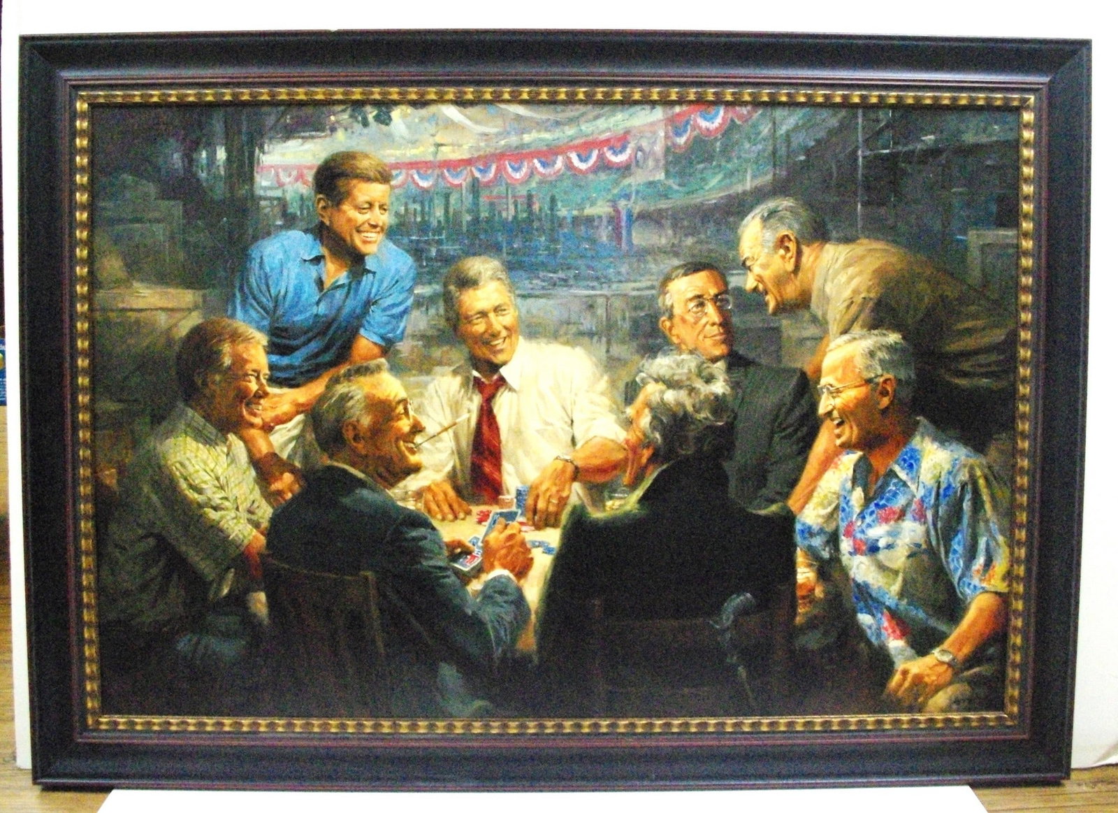 Andy Thomas "True Blue" signed limited edition giclee on canvas: Andy Thomas "True Blue" signed limited edition giclee on canvas. Framed size 51.25" x 36", As is