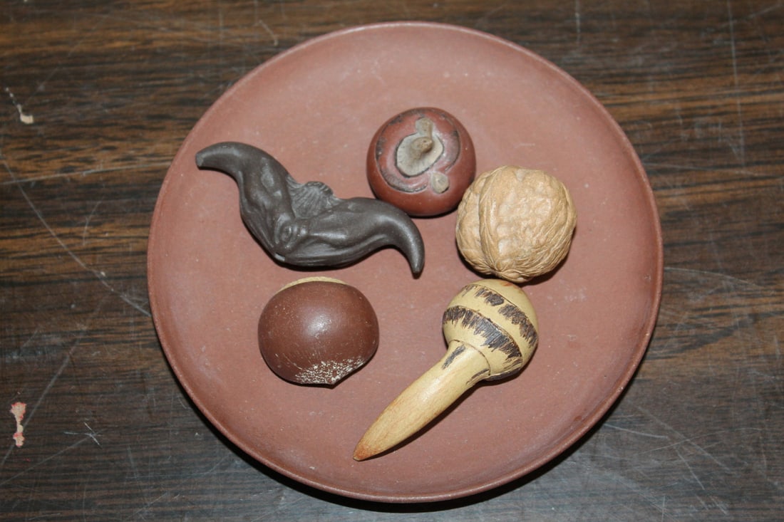 Chinese Yixing pottery dish with nuts (1 of 4)