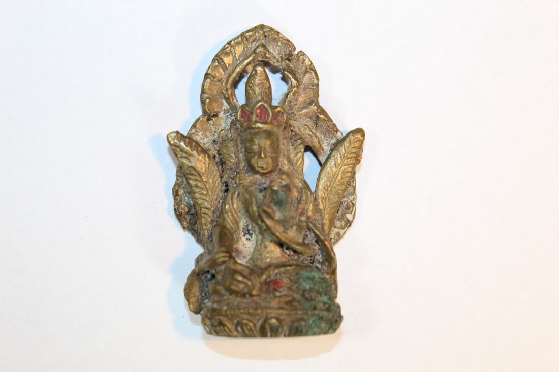 Tibetan Brass Buddha Statue: Tibetan Brass Buddha Statue. H 5.5 cm