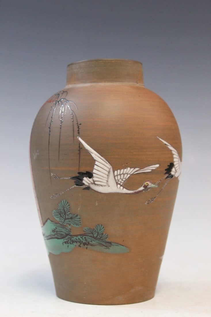 Japanese Pottery Tea Caddy: Japanese Pottery Tea Caddy. H 6".